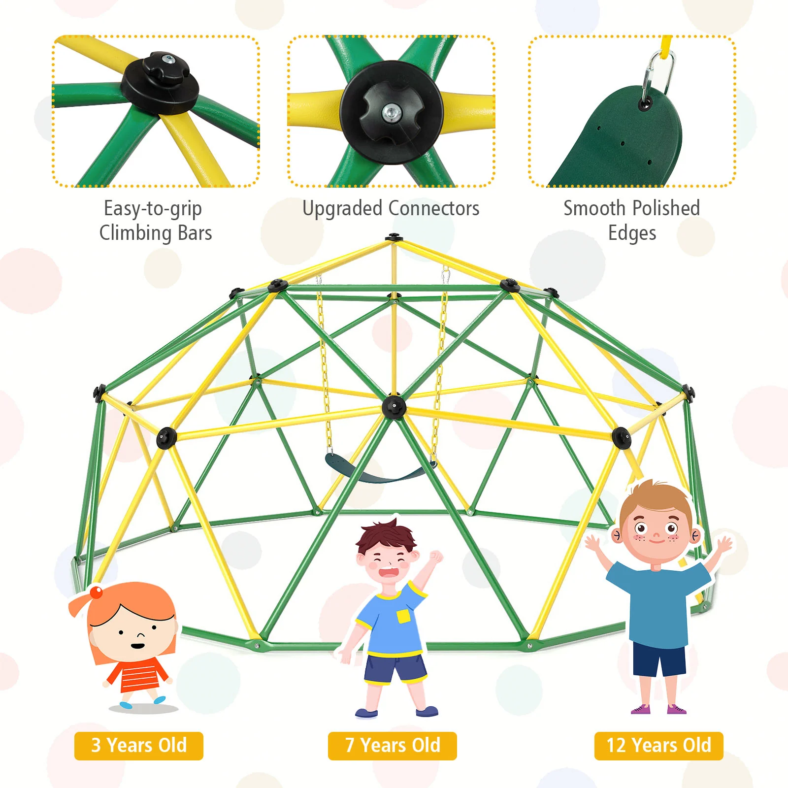 10 Feet Dome Climber with Swing and 800 Lbs Load Capacity - Image 23
