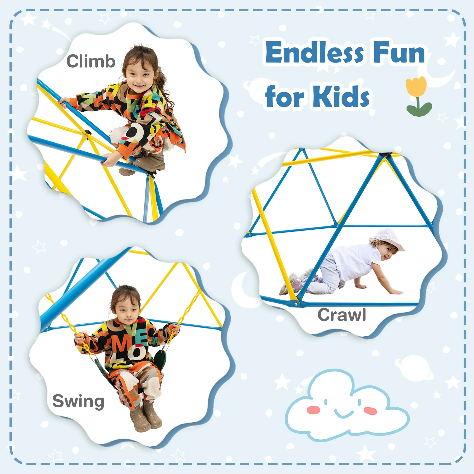 10 Feet Dome Climber with Swing and 800 Lbs Load Capacity - Image 8