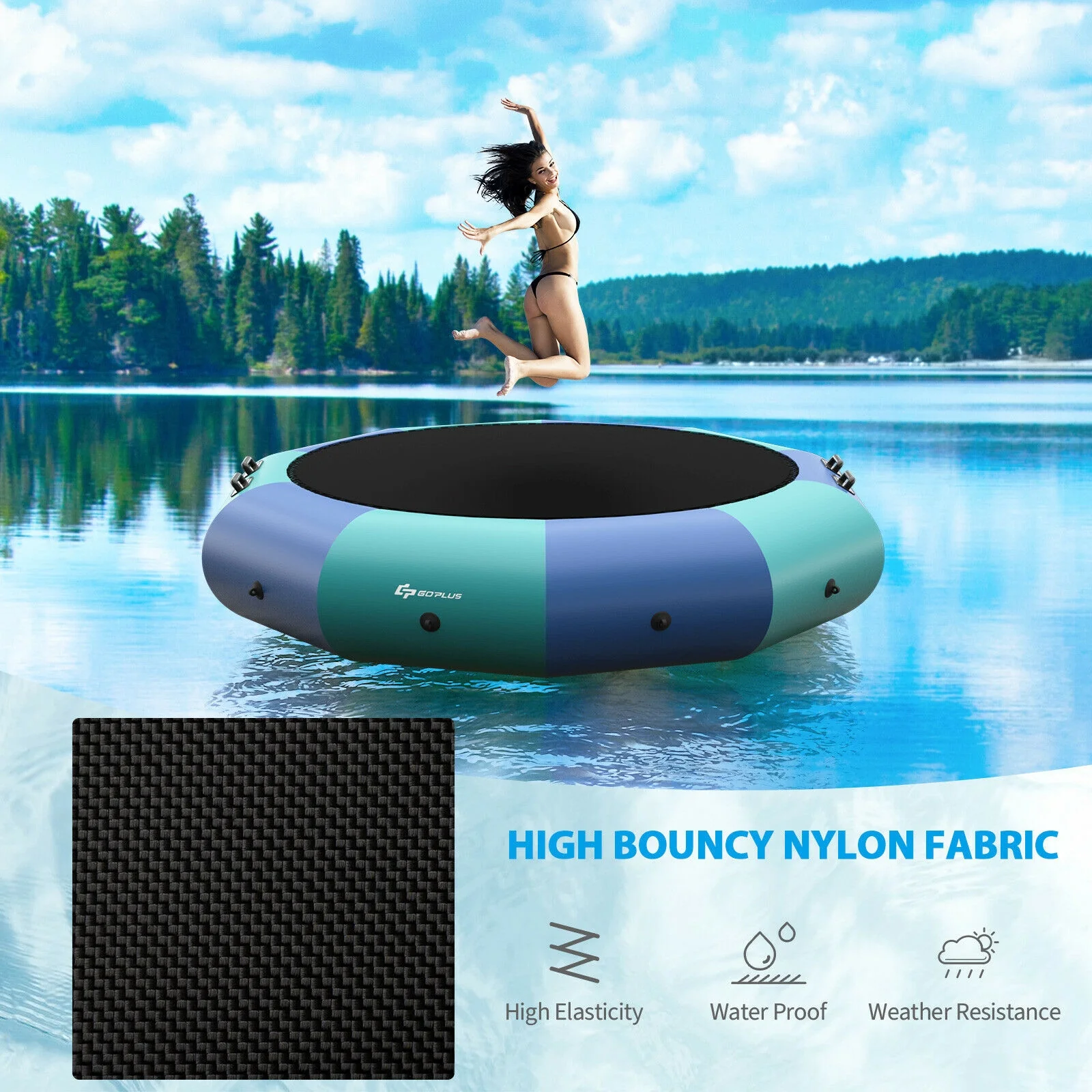 10 Feet Inflatable Splash Padded Water Bouncer Trampoline - Image 16