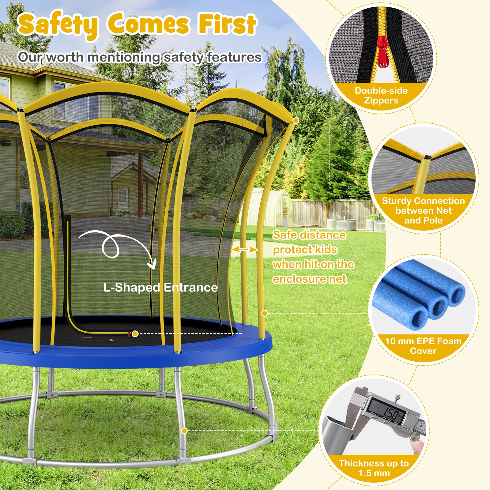 10 Feet Unique Flower Shape Trampoline with Galvanized Steel Frame - Image 15