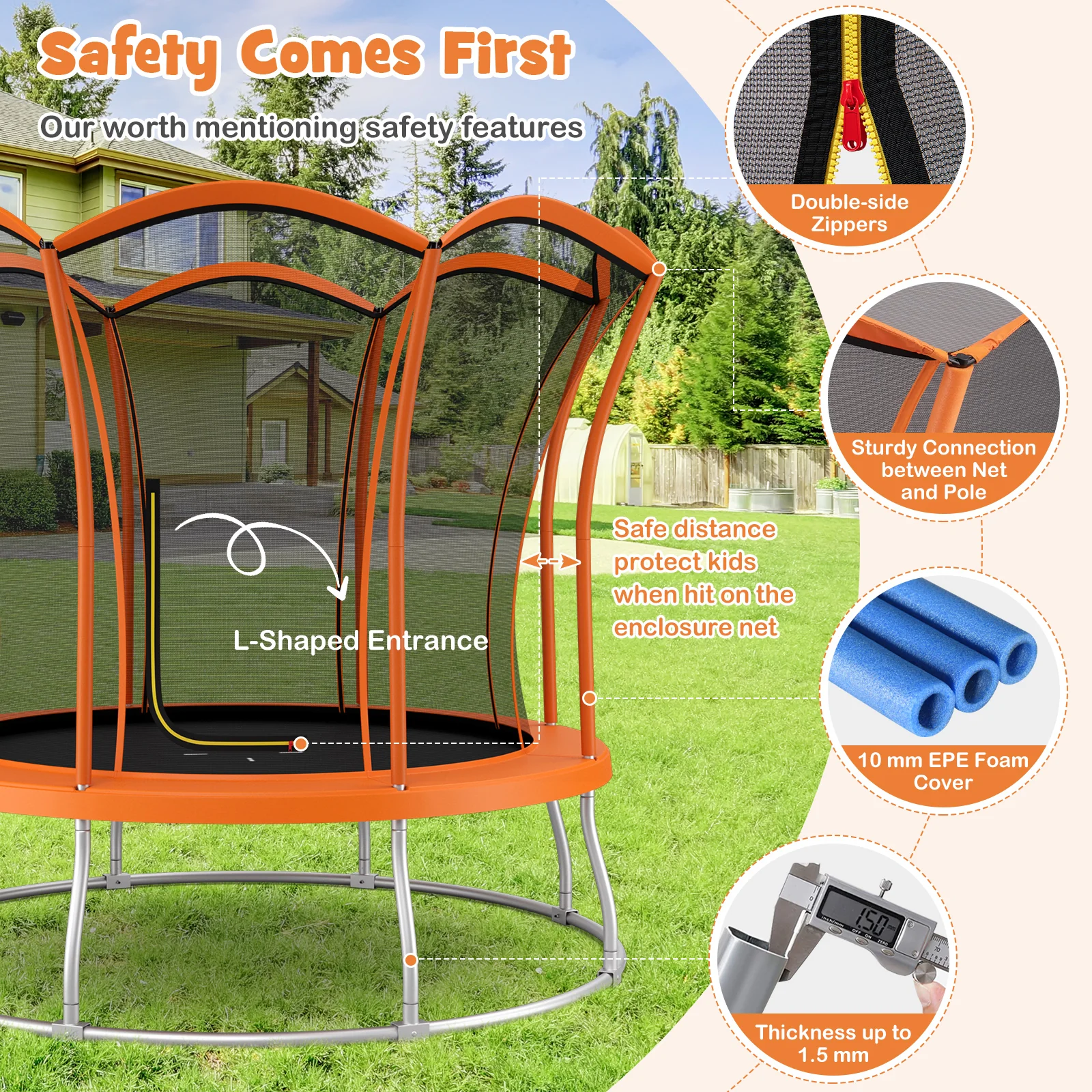 10 Feet Unique Flower Shape Trampoline with Galvanized Steel Frame - Image 7