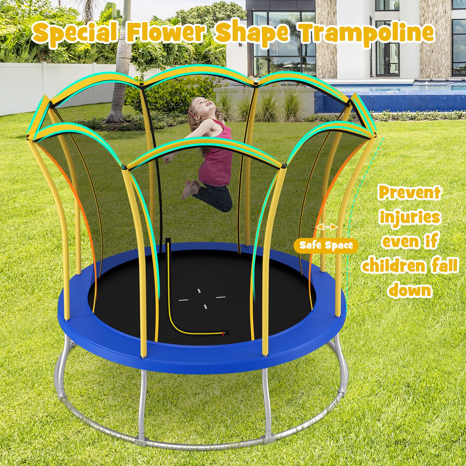 10 Feet Unique Flower Shape Trampoline with Galvanized Steel Frame - Image 9