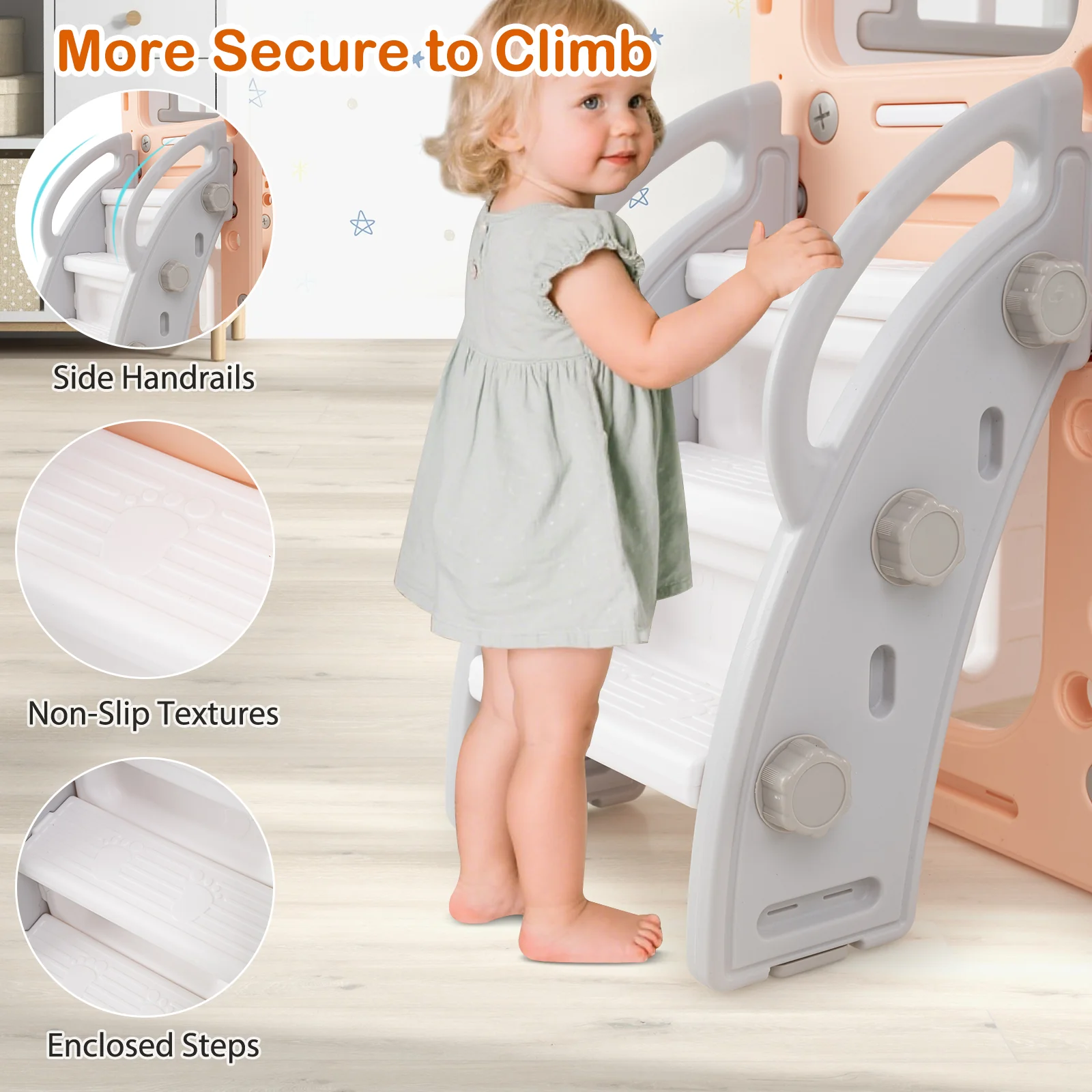 10-in-1 Toddler Swing and Slide Set Climber Playset with Basketball Hoop - Image 6