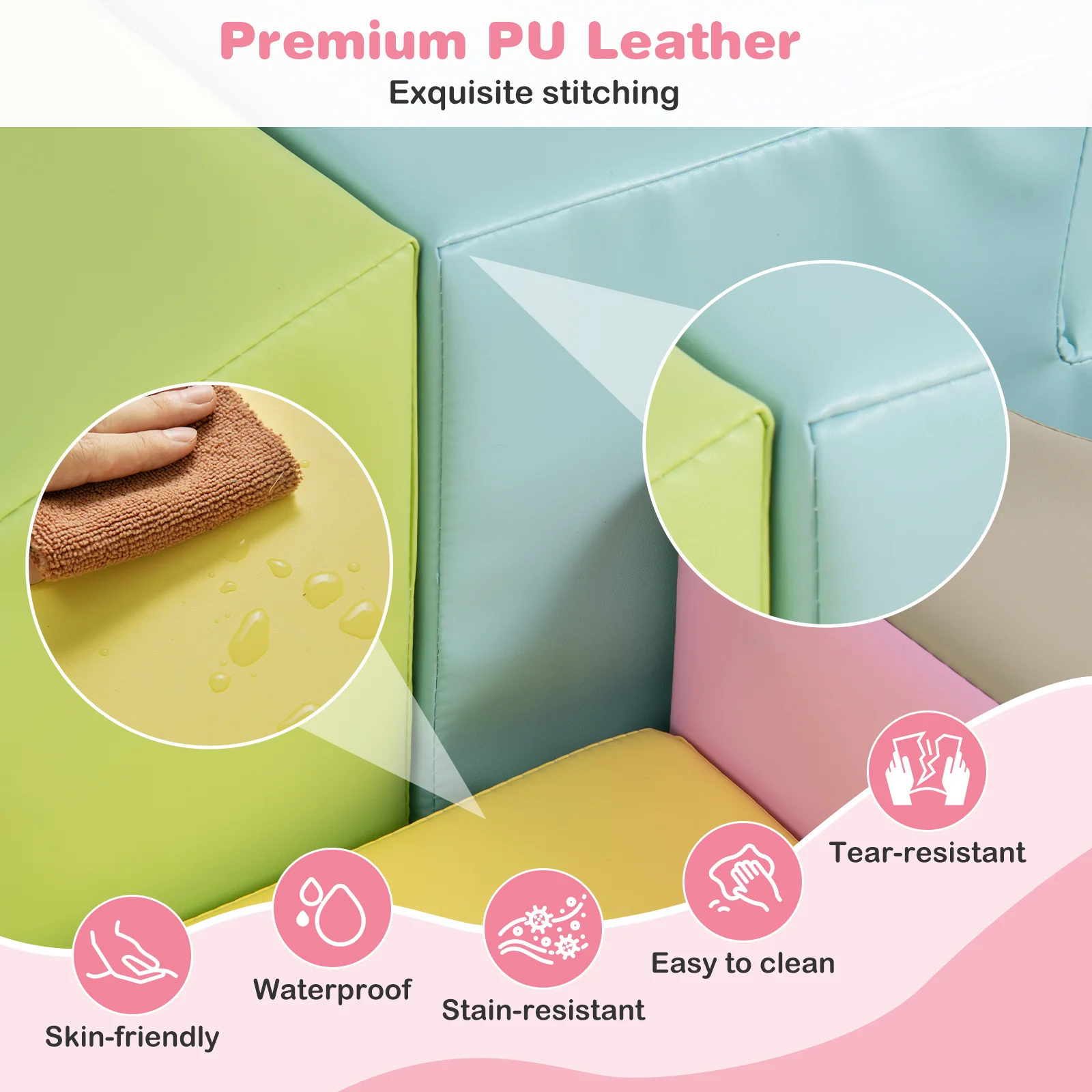 10-Piece Foam Climbing Toys for Toddlers Soft Foam PU Leather Building Blocks - Image 14