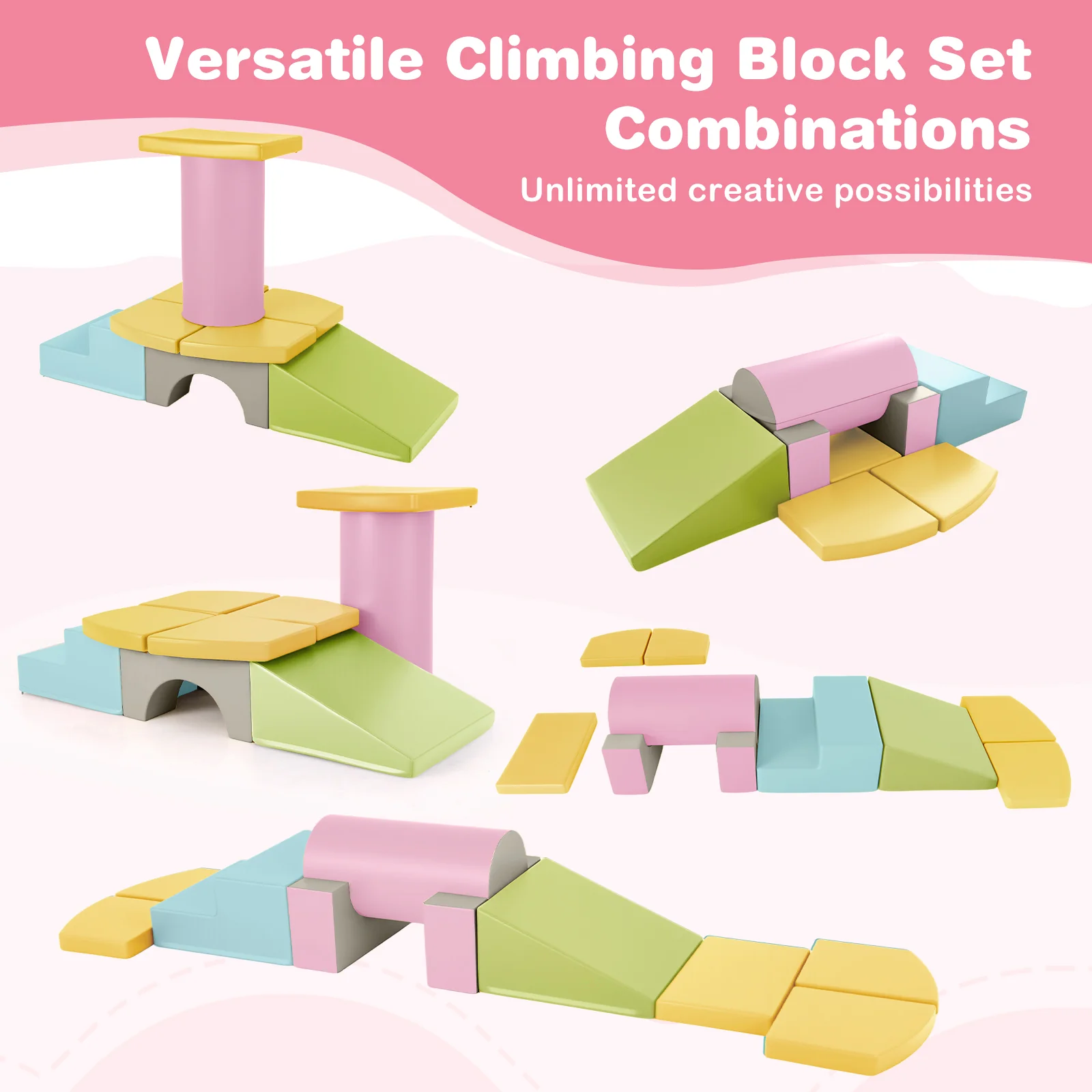 10-Piece Foam Climbing Toys for Toddlers Soft Foam PU Leather Building Blocks - Image 16