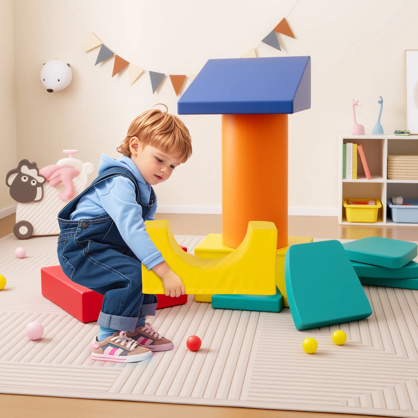 10-Piece Foam Climbing Toys for Toddlers Soft Foam PU Leather Building Blocks - Image 2