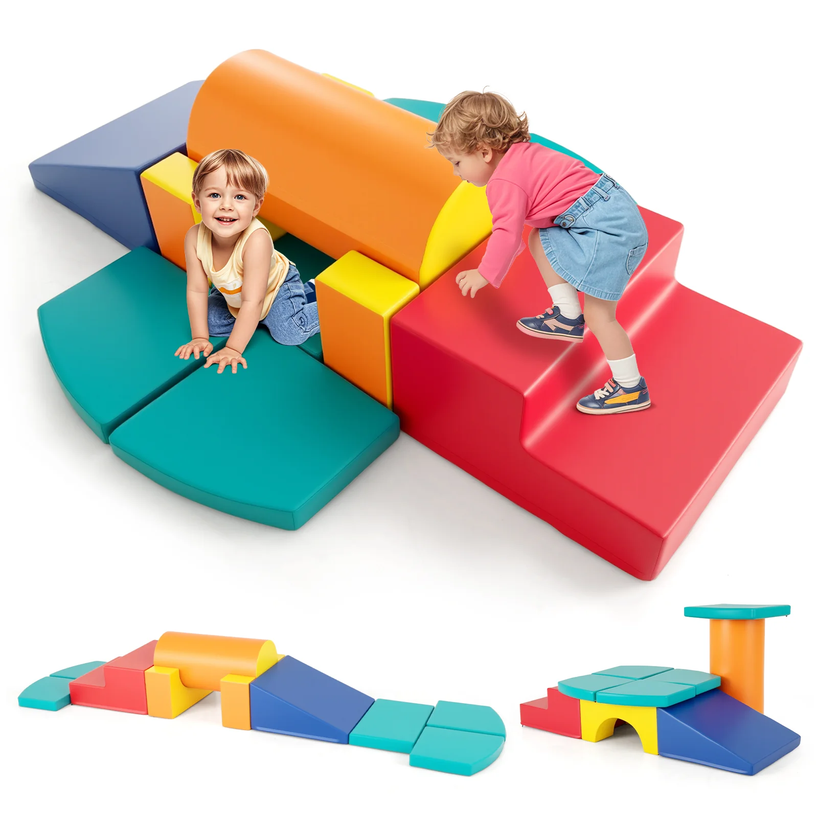 10-Piece Foam Climbing Toys for Toddlers Soft Foam PU Leather Building Blocks - Image 3