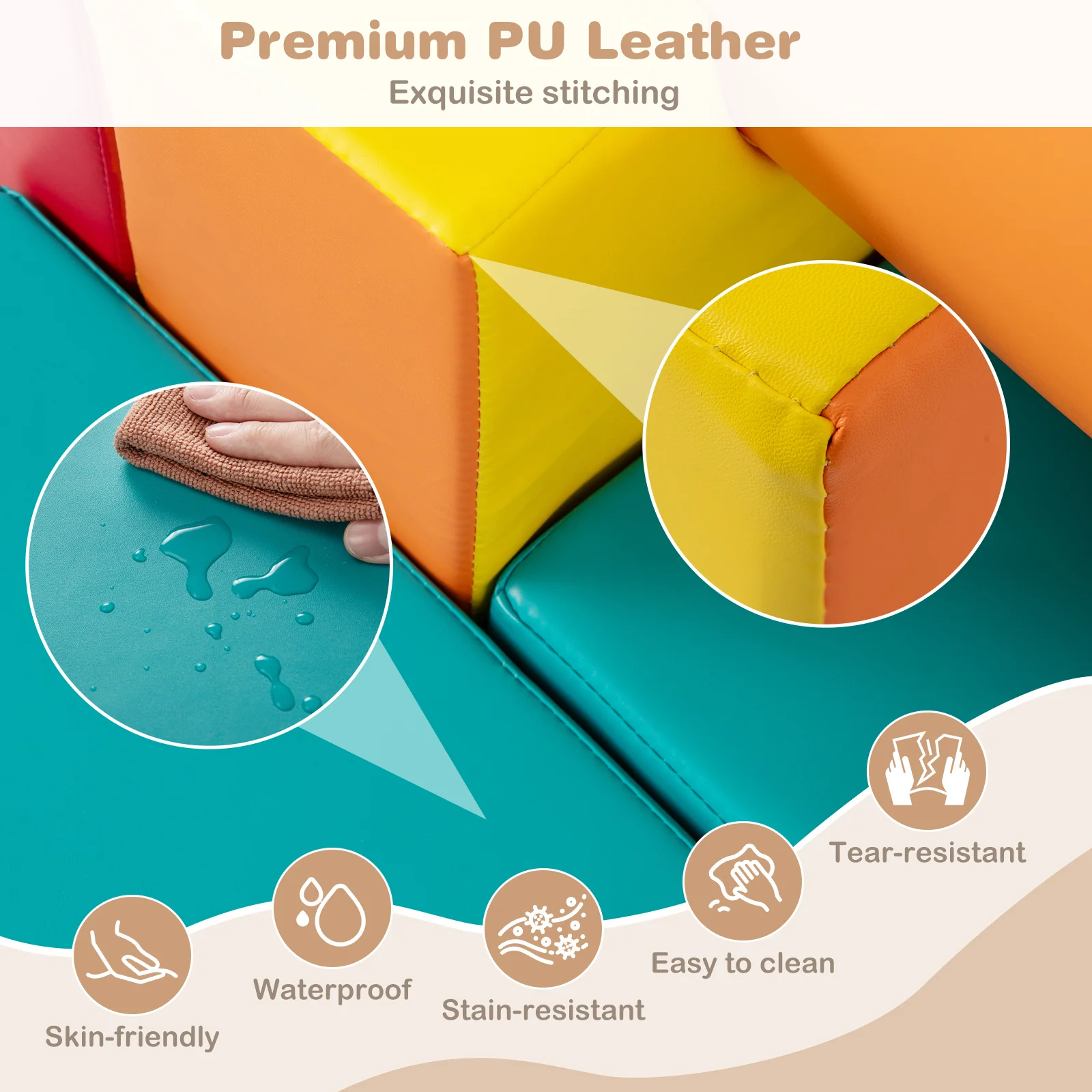 10-Piece Foam Climbing Toys for Toddlers Soft Foam PU Leather Building Blocks - Image 6