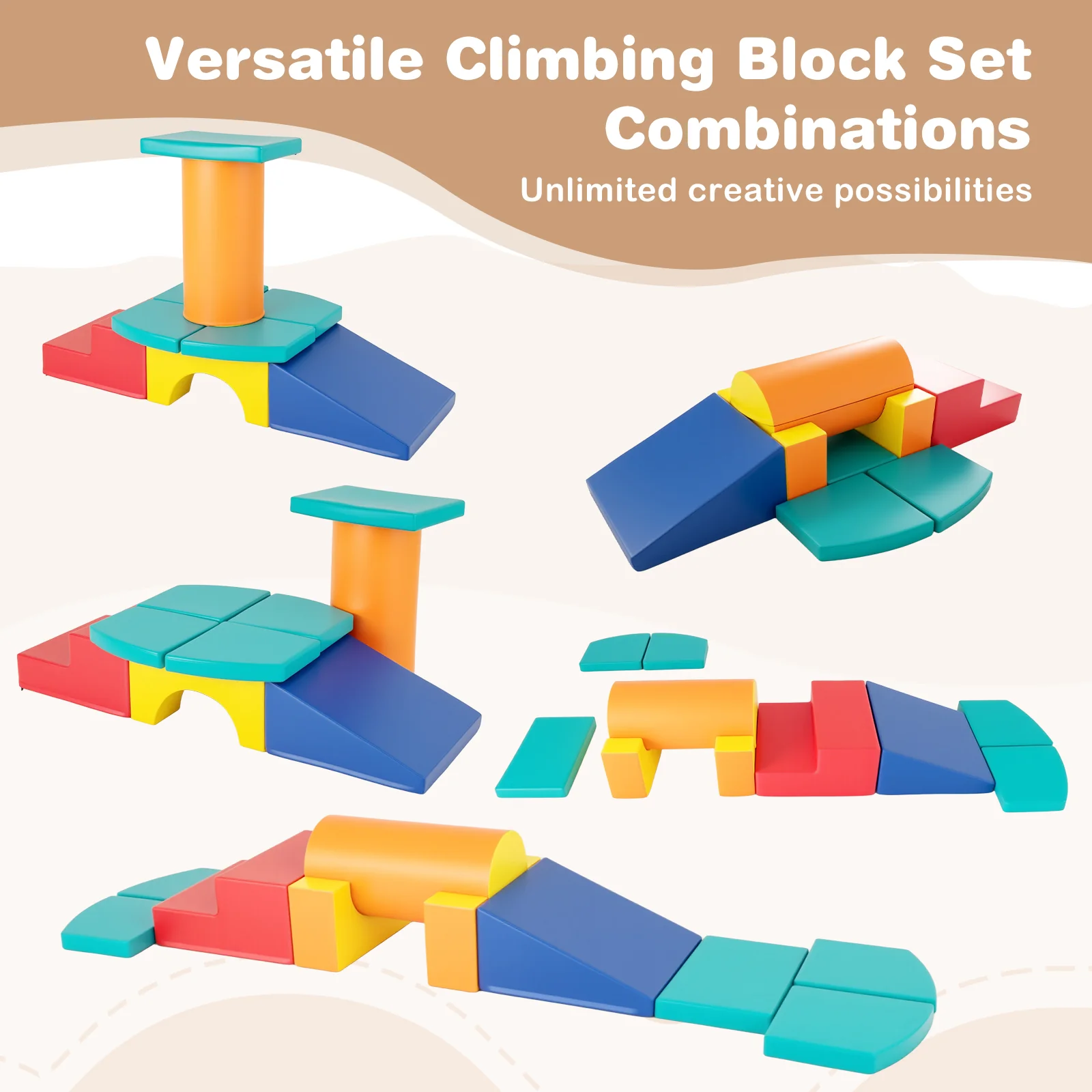 10-Piece Foam Climbing Toys for Toddlers Soft Foam PU Leather Building Blocks - Image 8