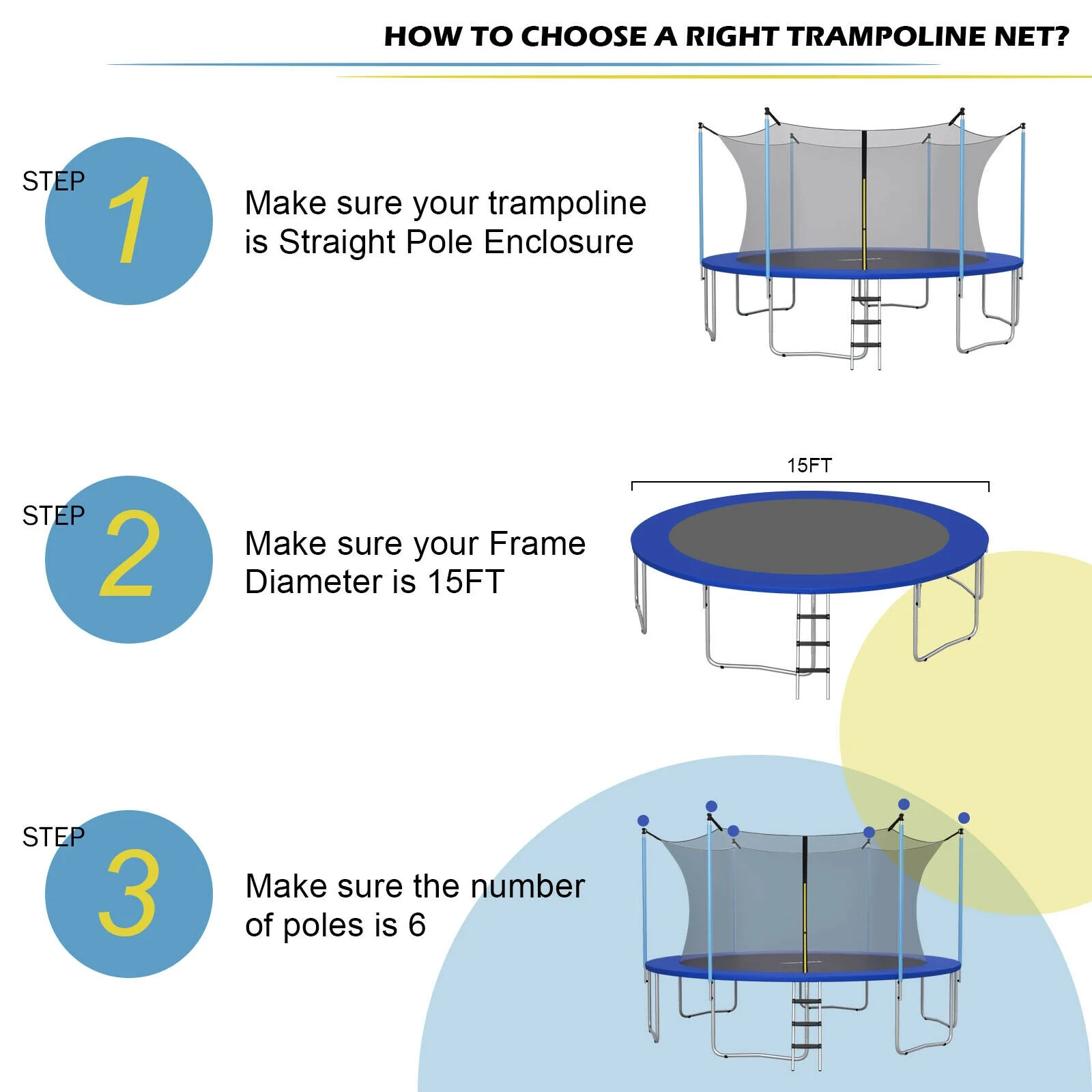10Ft Replacement Weather-Resistant Trampoline Safety Enclosure Net - Image 47