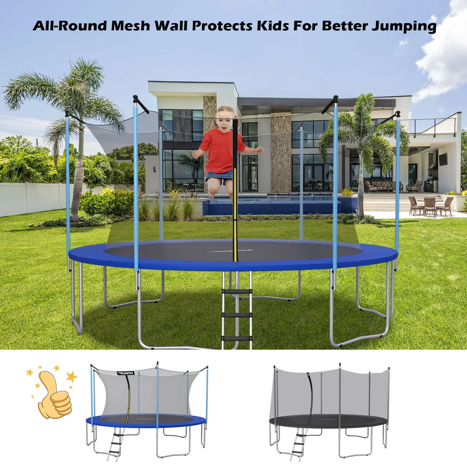 10Ft Replacement Weather-Resistant Trampoline Safety Enclosure Net - Image 5