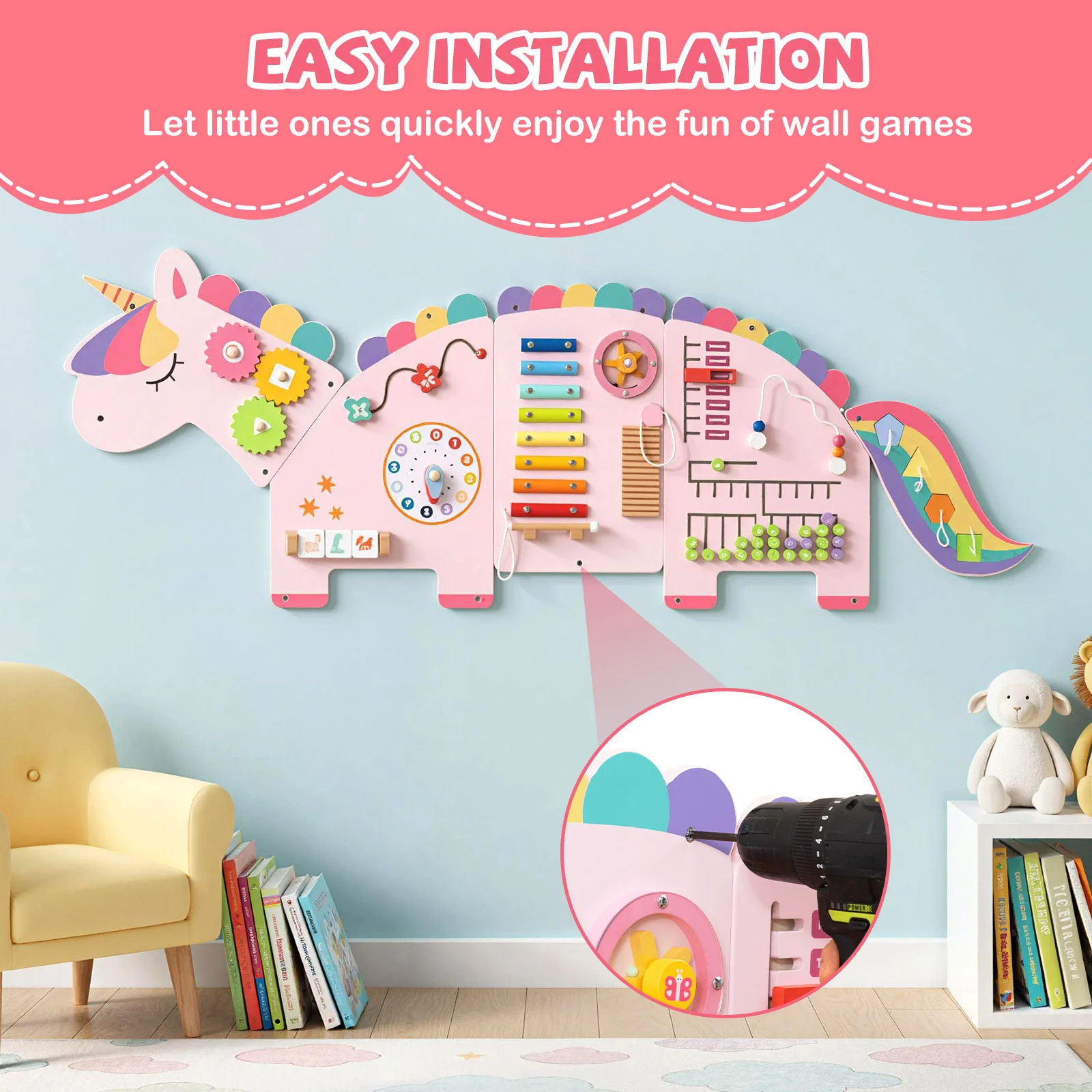 11-in-1 Dinosaur Activity Wall Busy Board Panels for Toddlers Education and Early Development - Image 16