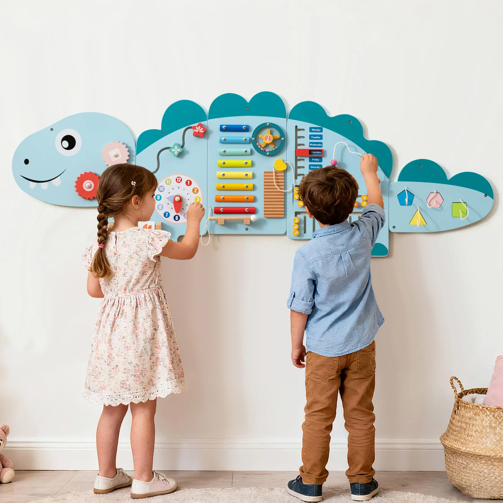 11-in-1 Dinosaur Activity Wall Busy Board Panels for Toddlers Education and Early Development - Image 25