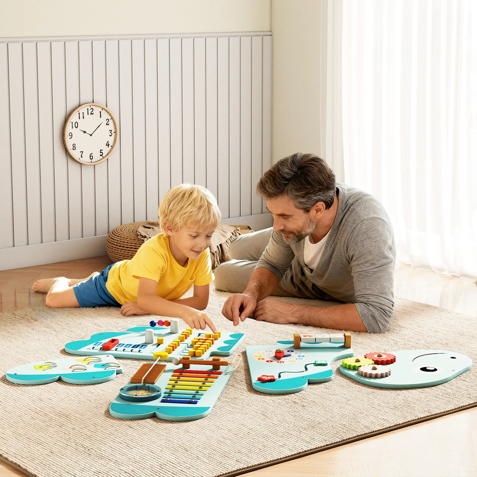 11-in-1 Dinosaur Activity Wall Busy Board Panels for Toddlers Education and Early Development - Image 26
