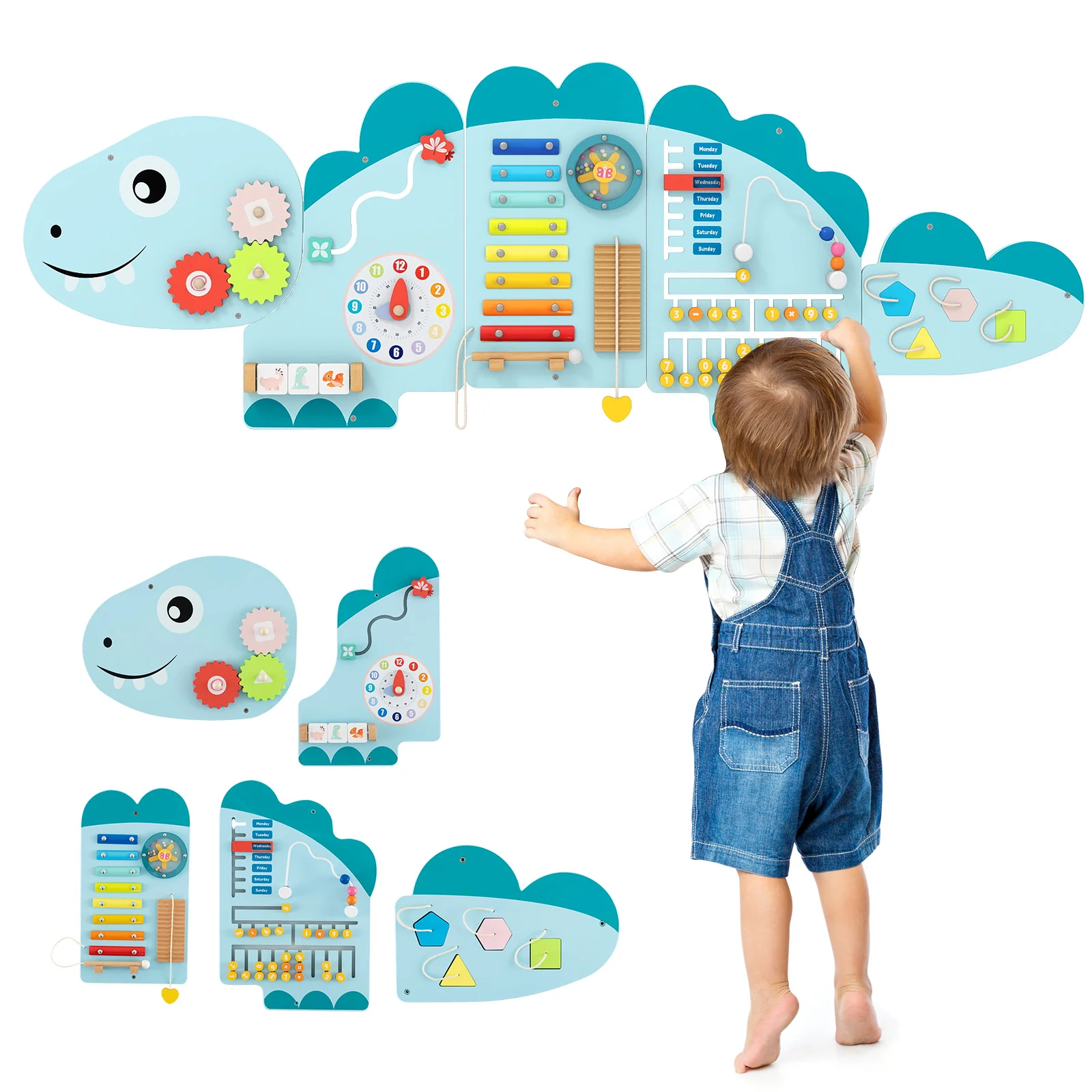 11-in-1 Dinosaur Activity Wall Busy Board Panels for Toddlers Education and Early Development - Image 27