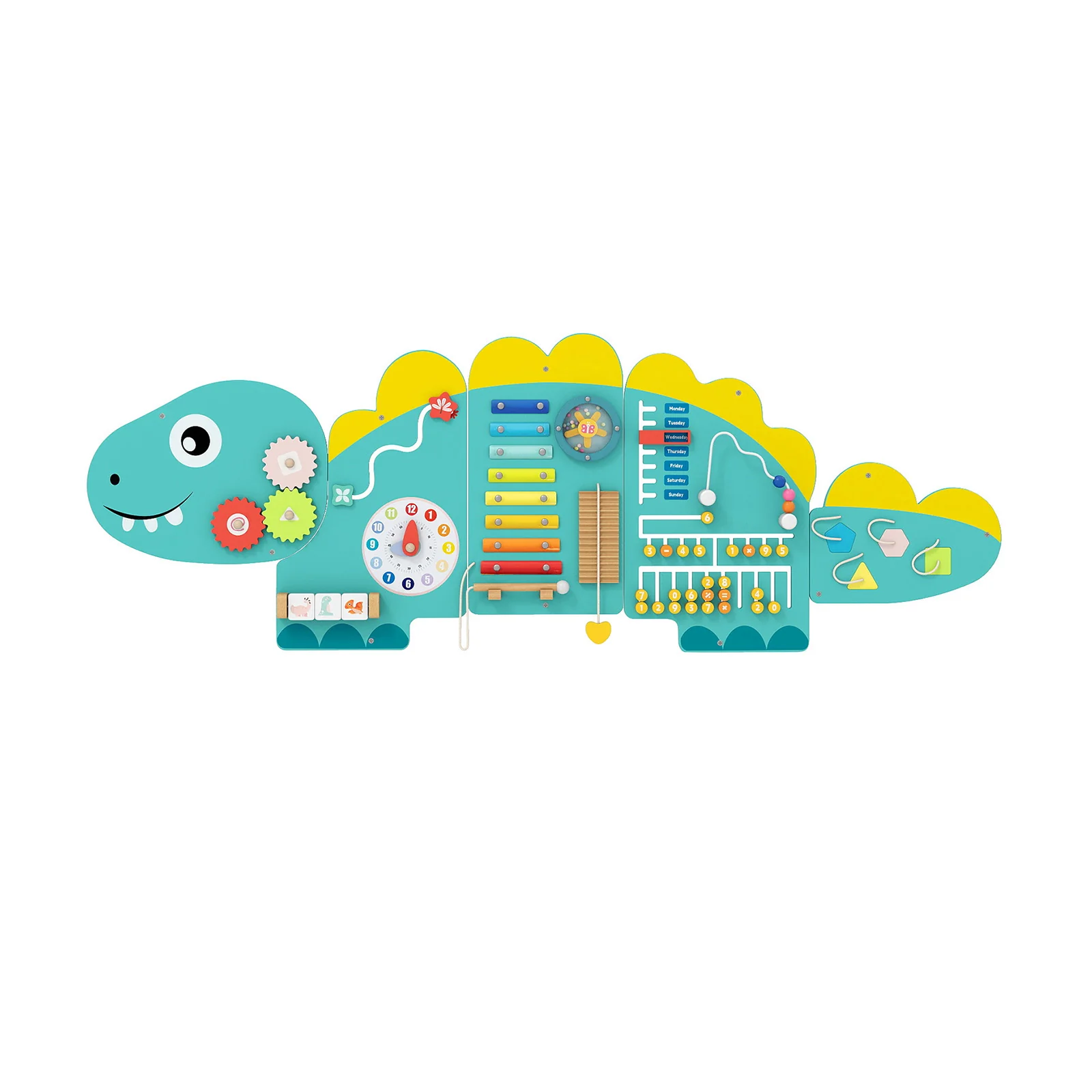 11-in-1 Dinosaur Activity Wall Busy Board Panels for Toddlers Education and Early Development - Image 4