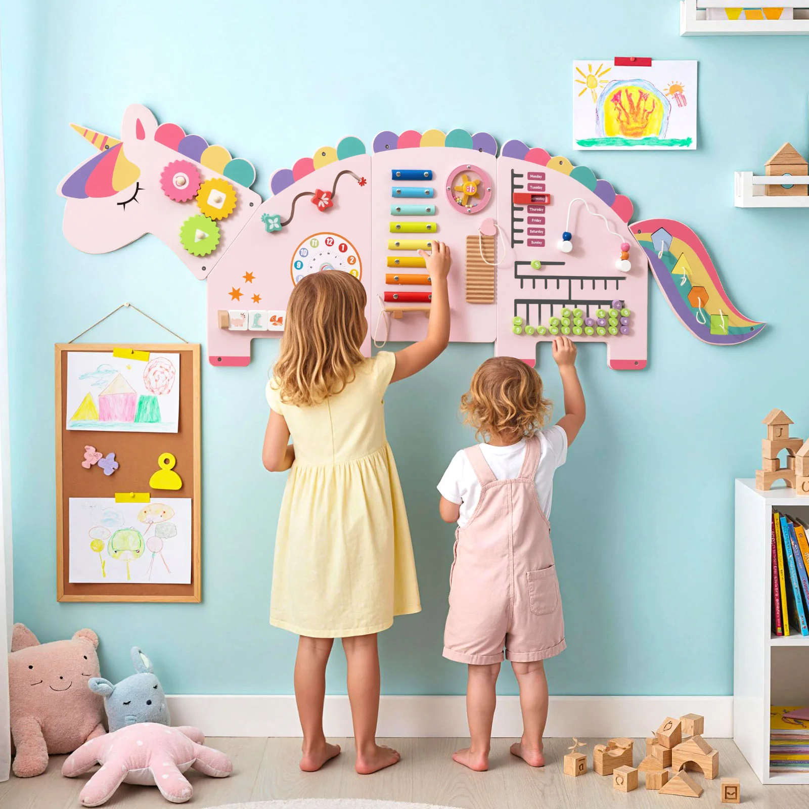 11-in-1 Dinosaur Activity Wall Busy Board Panels for Toddlers Education and Early Development - Image 9