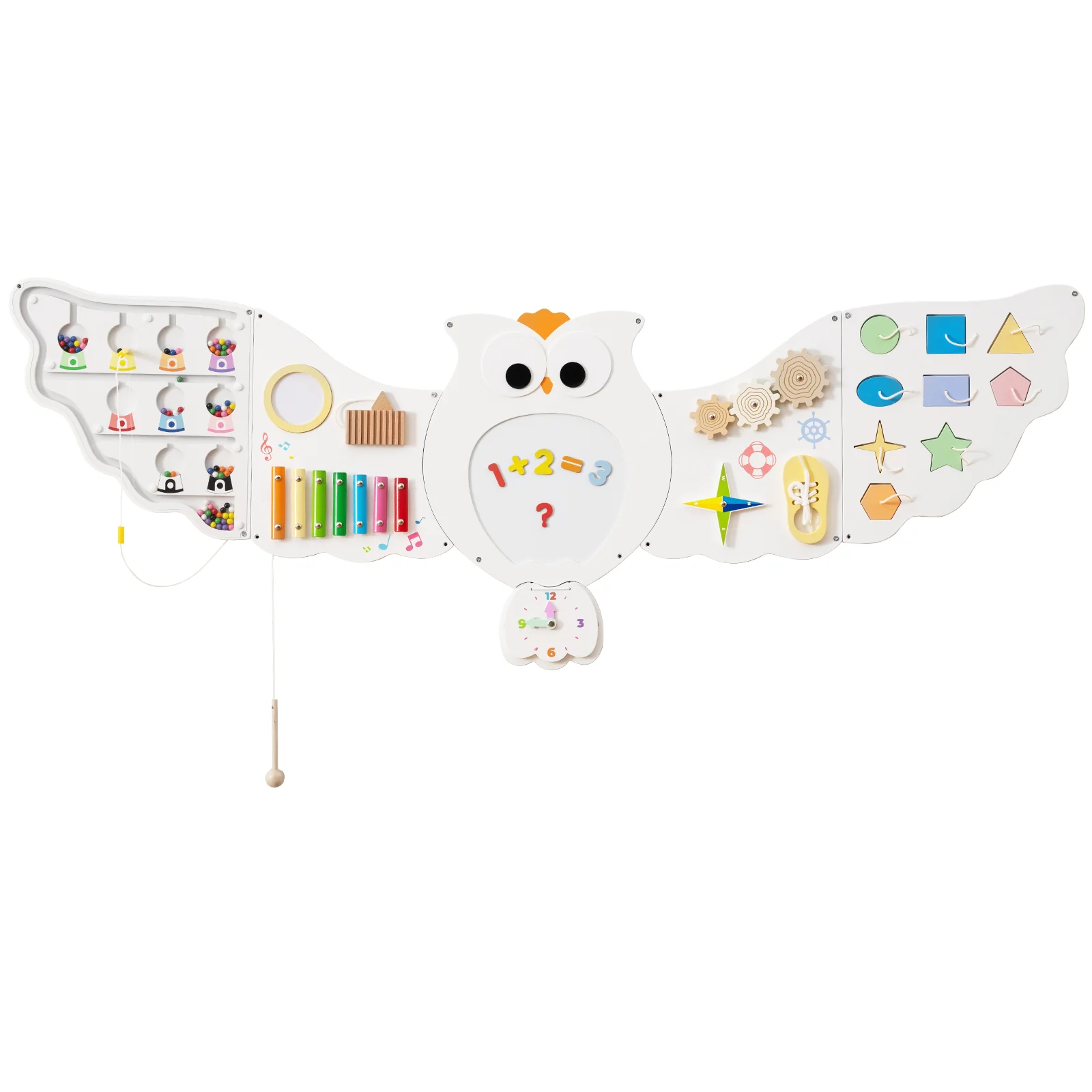 11-in-1 Toddler Learning Activity Center Owl Activity Wall Busy Board Panels for 3+ Years Old - Image 3