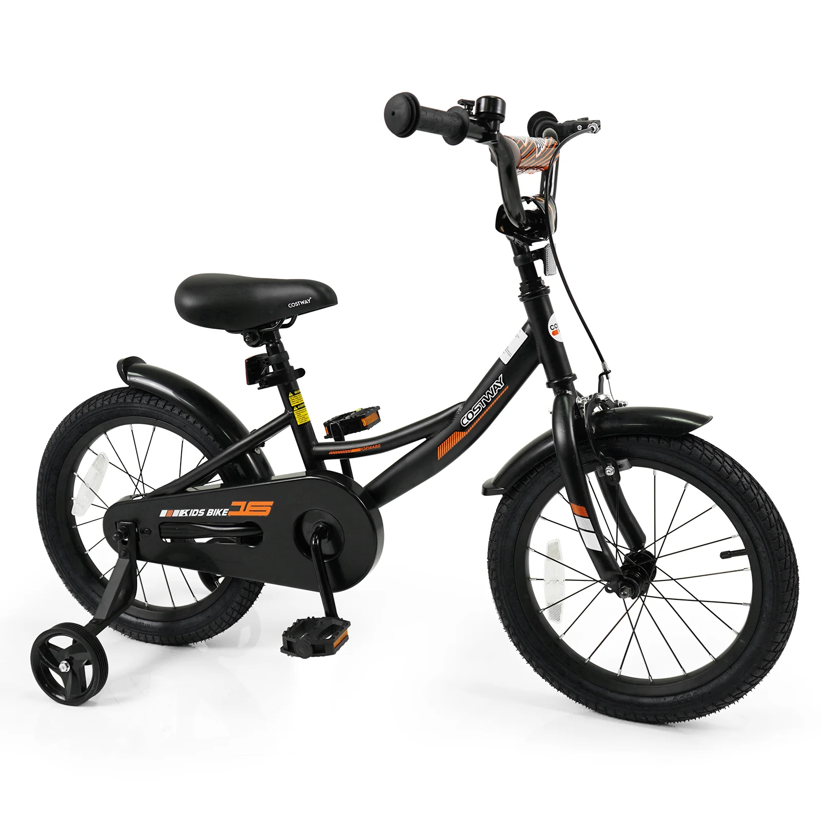 12/14/16/18 Inches Kids Bike with Removable Training Wheels and Adjustable Seatfor 3-8 Years Old Black - Image 11