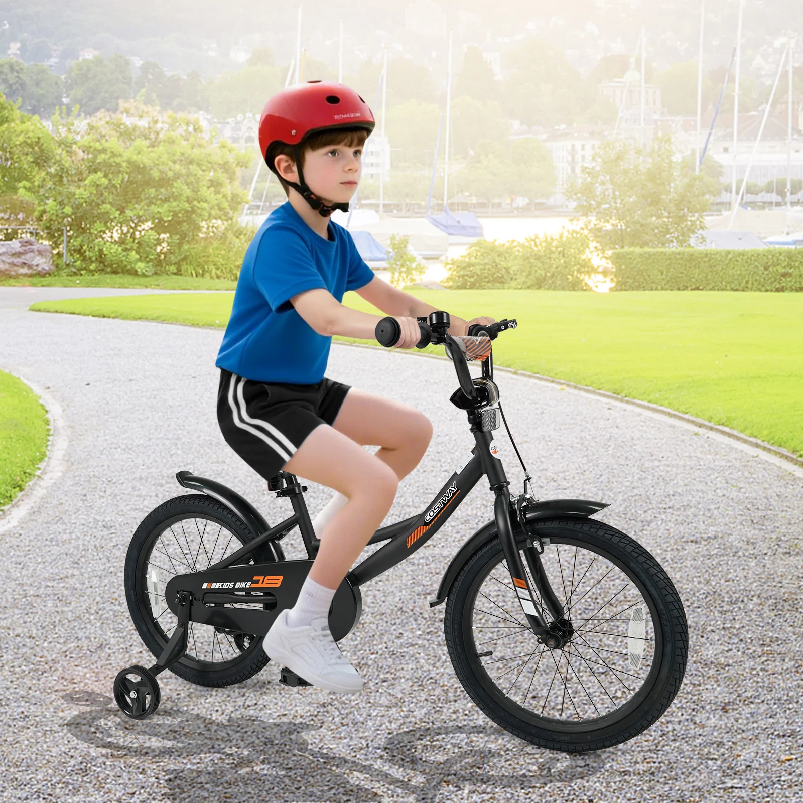 12/14/16/18 Inches Kids Bike with Removable Training Wheels and Adjustable Seatfor 3-8 Years Old Black - Image 17