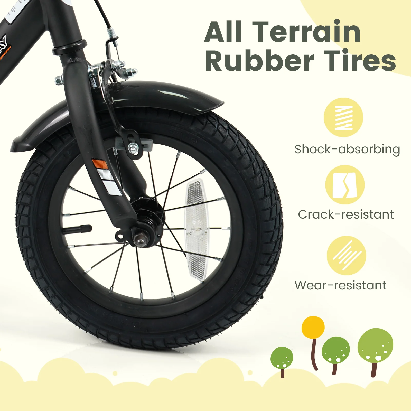 12/14/16/18 Inches Kids Bike with Removable Training Wheels and Adjustable Seatfor 3-8 Years Old Black - Image 32