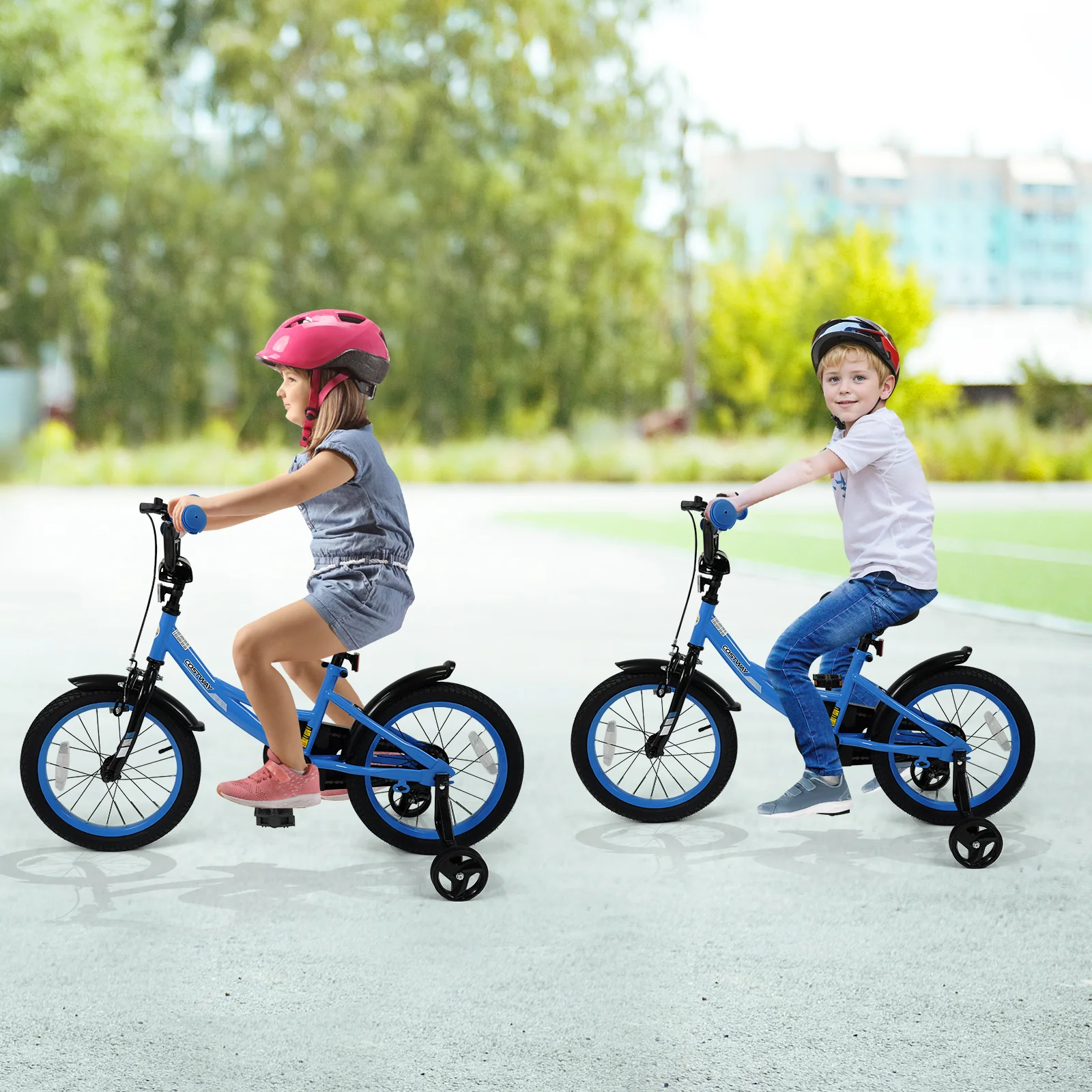 12/14/16/18 Inches Kids Bike with Removable Training Wheels and Adjustable Seatfor 3-8 Years Old Navy - Image 10