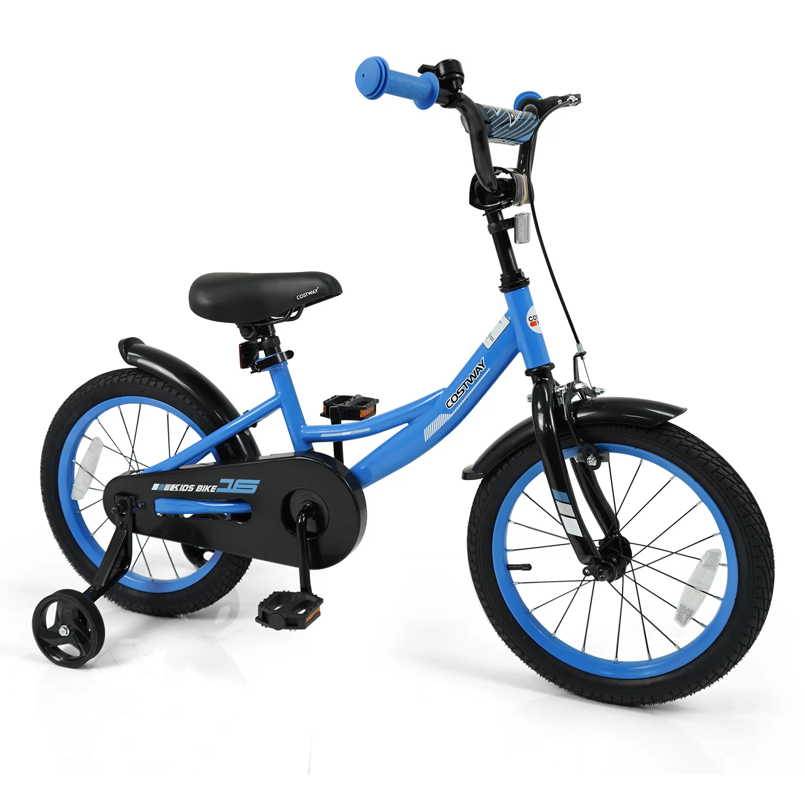 12/14/16/18 Inches Kids Bike with Removable Training Wheels and Adjustable Seatfor 3-8 Years Old Navy - Image 11