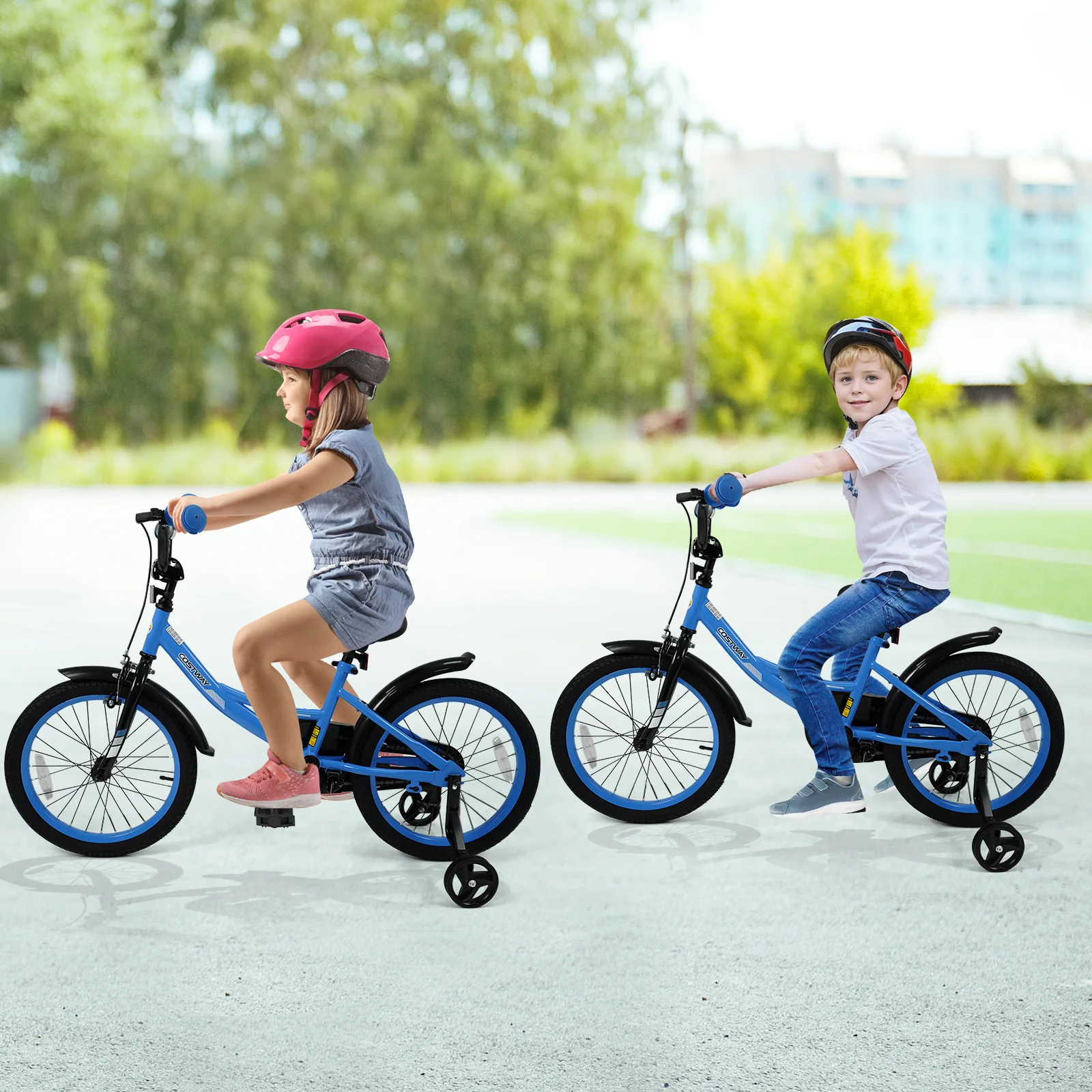 12/14/16/18 Inches Kids Bike with Removable Training Wheels and Adjustable Seatfor 3-8 Years Old Navy - Image 18