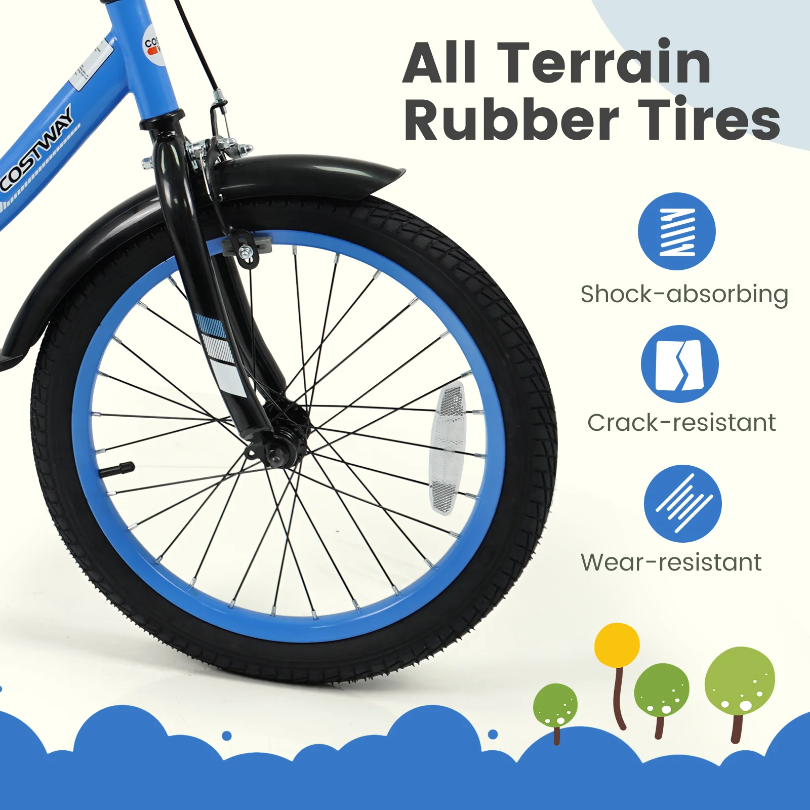 12/14/16/18 Inches Kids Bike with Removable Training Wheels and Adjustable Seatfor 3-8 Years Old Navy - Image 24