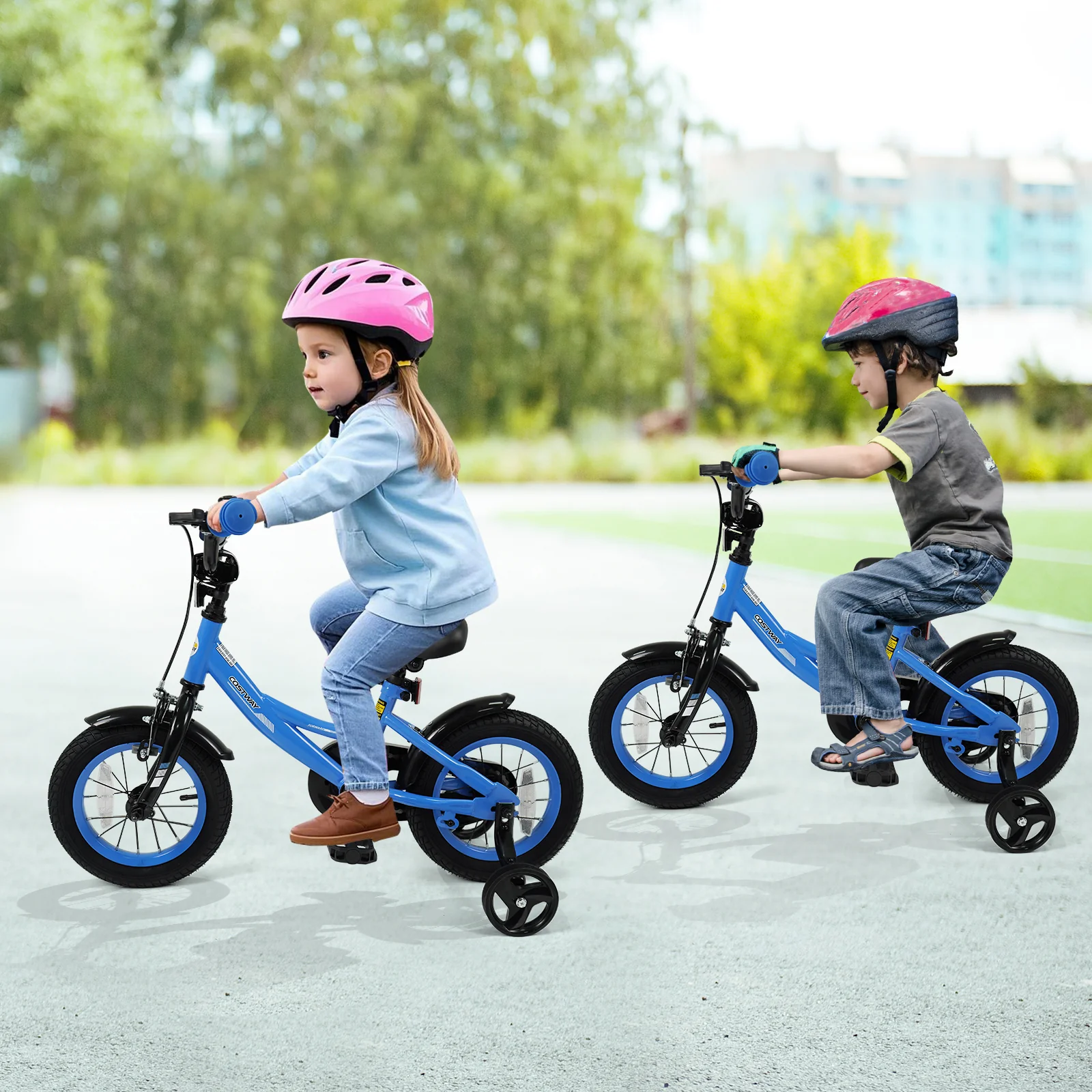 12/14/16/18 Inches Kids Bike with Removable Training Wheels and Adjustable Seatfor 3-8 Years Old Navy - Image 26