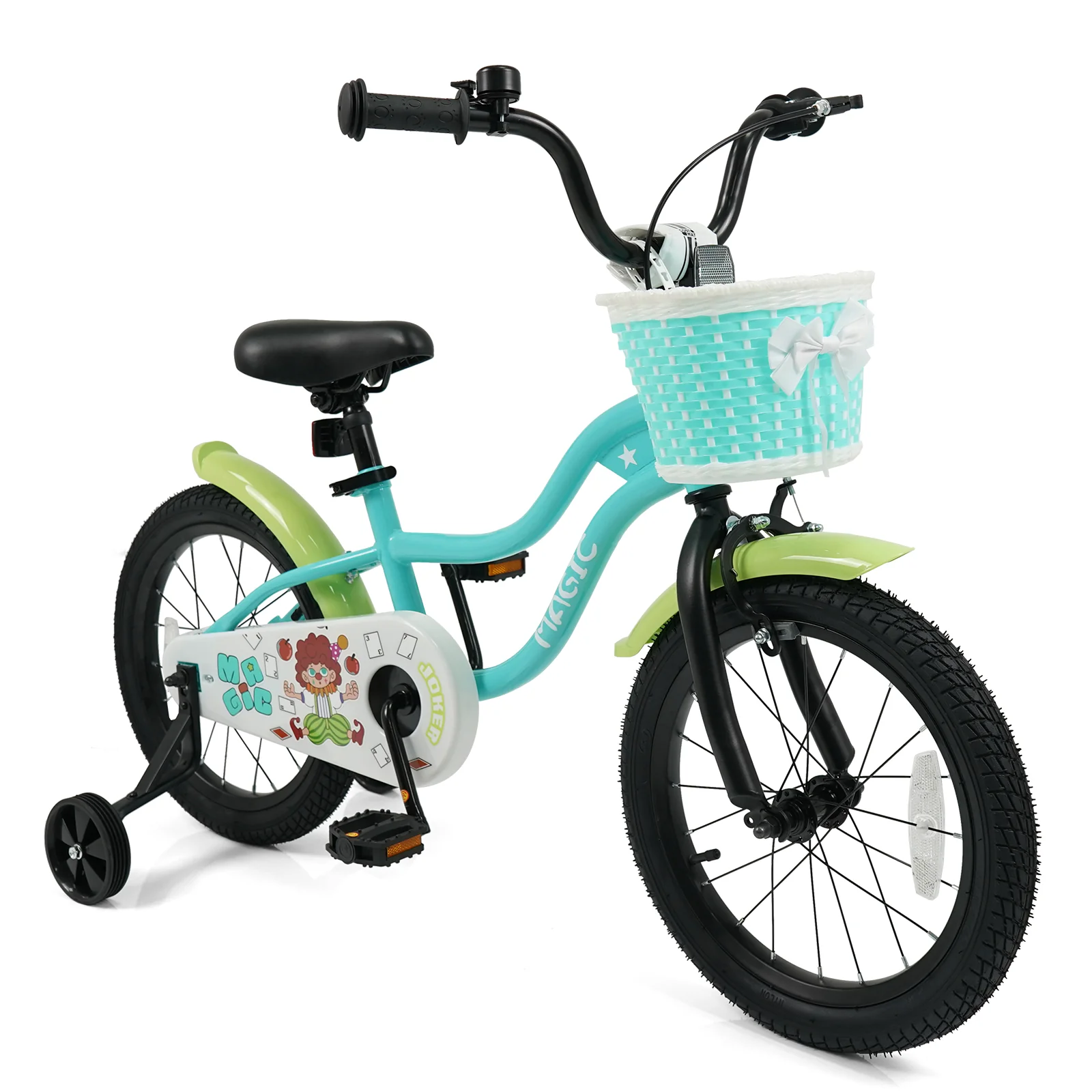 12/14/16 Inch Kids Bike with Training Wheels and Basket Green Color - Image 11