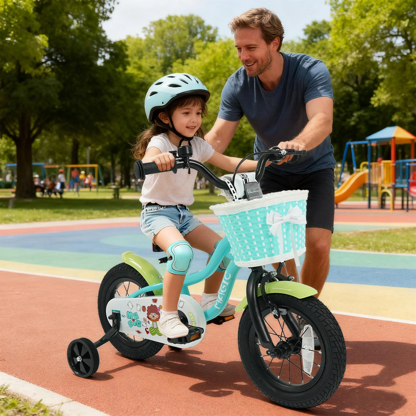 12/14/16 Inch Kids Bike with Training Wheels and Basket Green Color - Image 18