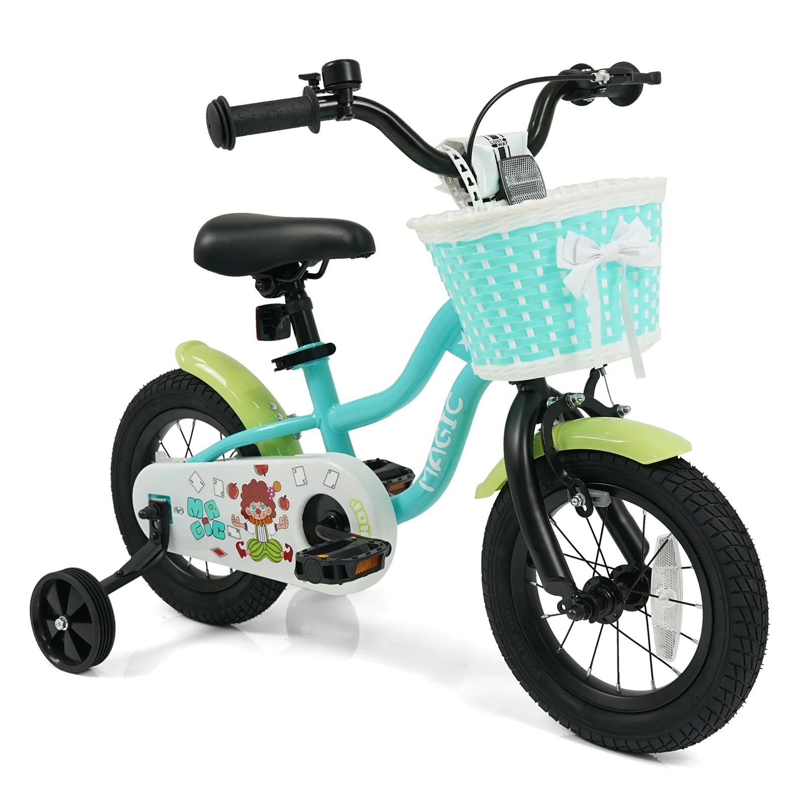 12/14/16 Inch Kids Bike with Training Wheels and Basket Green Color - Image 19