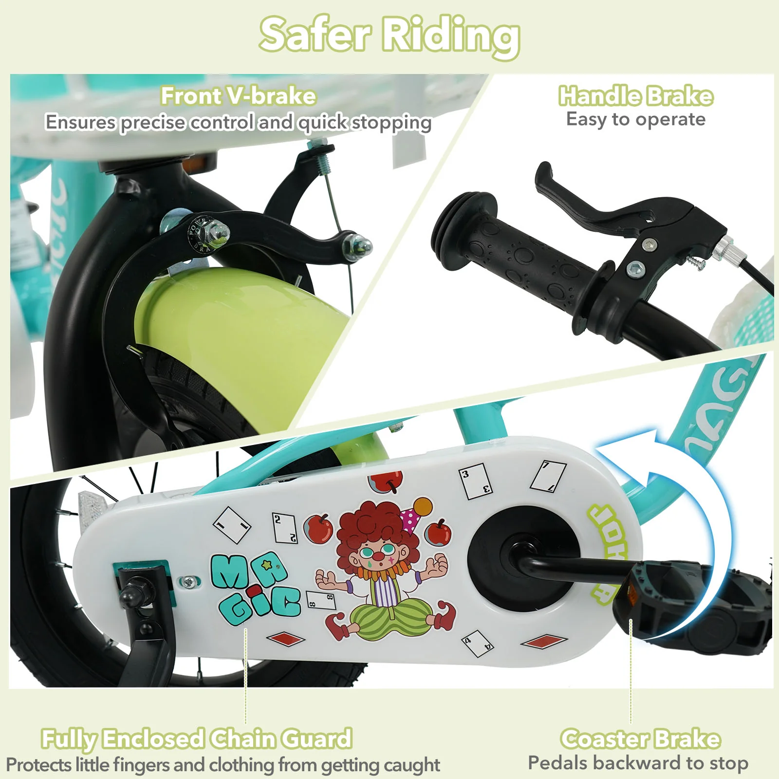 12/14/16 Inch Kids Bike with Training Wheels and Basket Green Color - Image 21
