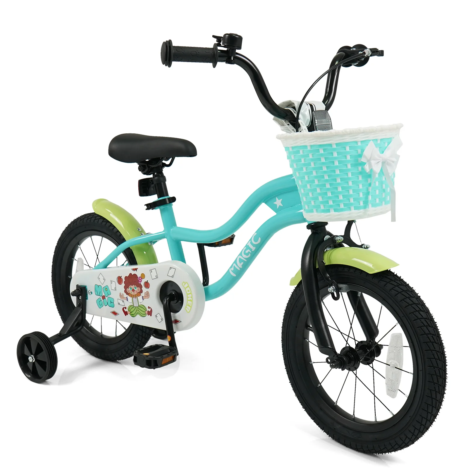 12/14/16 Inch Kids Bike with Training Wheels and Basket Green Color - Image 3