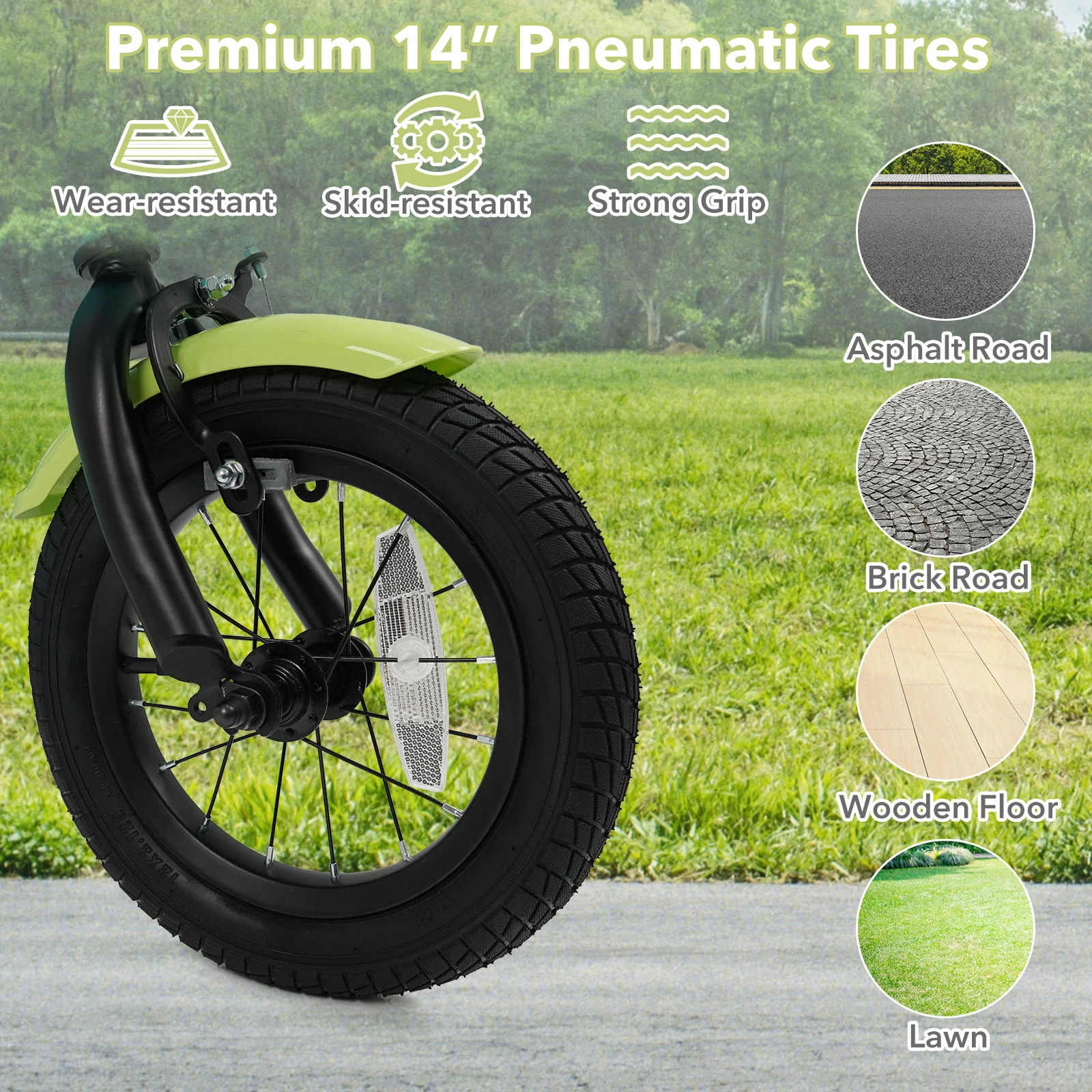 12/14/16 Inch Kids Bike with Training Wheels and Basket Green Color - Image 7