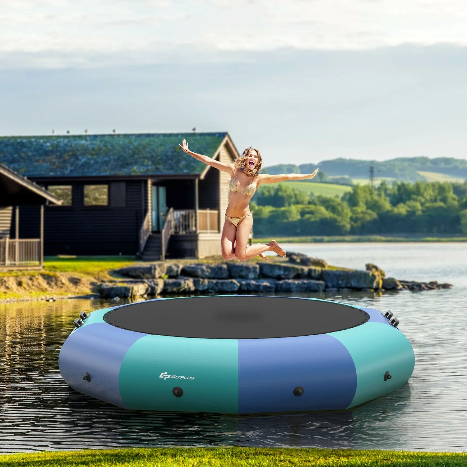 12 Feet Inflatable Splash Padded Water Bouncer Trampoline - Image 9