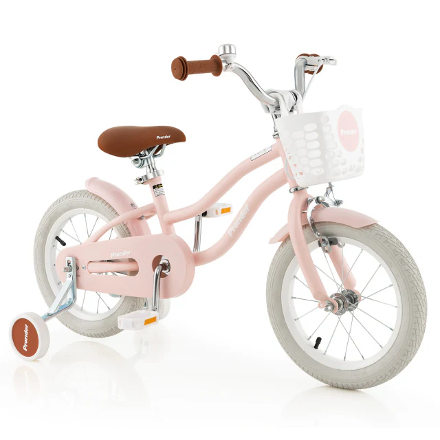 12 Inch Kids Bike with Helmet Protective Set Pink - Image 2