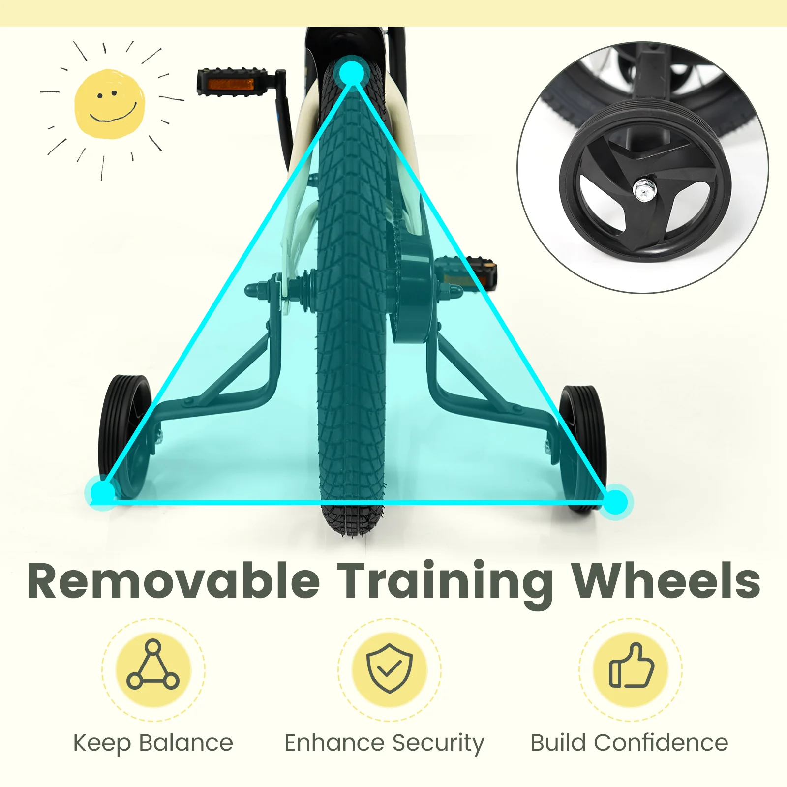 12 Inches Kids Bike Sport Bicycle with Removable Training Wheels - Image 14