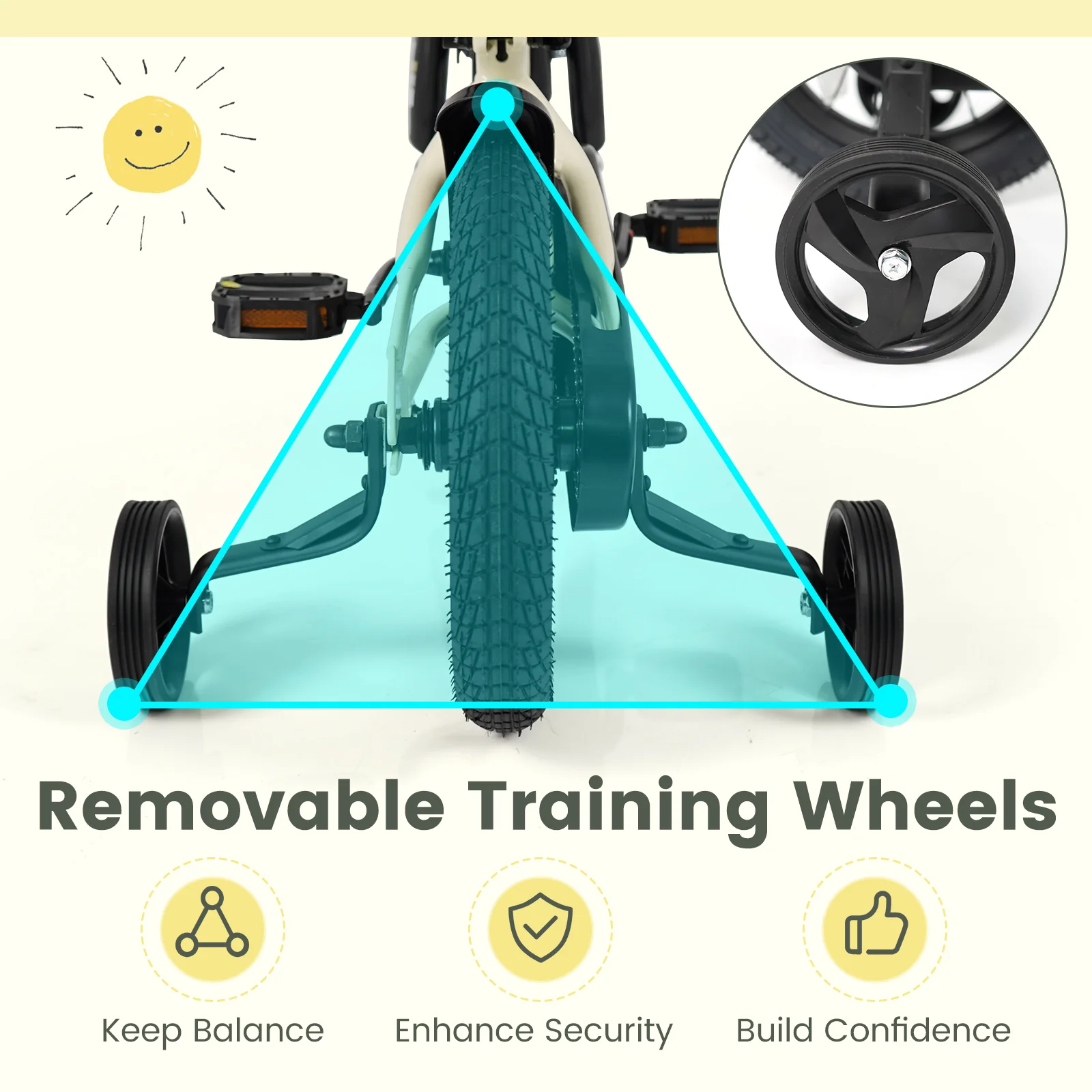12 Inches Kids Bike Sport Bicycle with Removable Training Wheels - Image 7