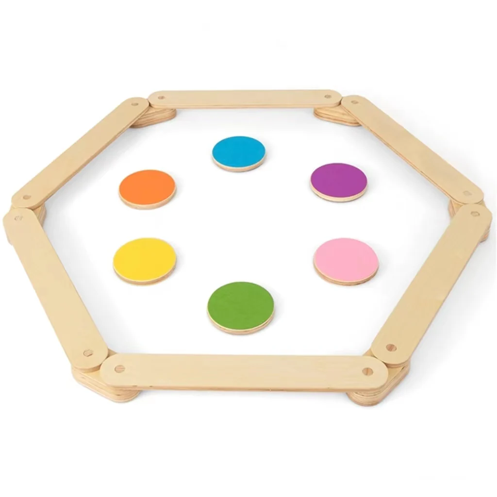 12-Piece Kids Wooden Balance Beam with Colorful Steeping Stones - Image 3