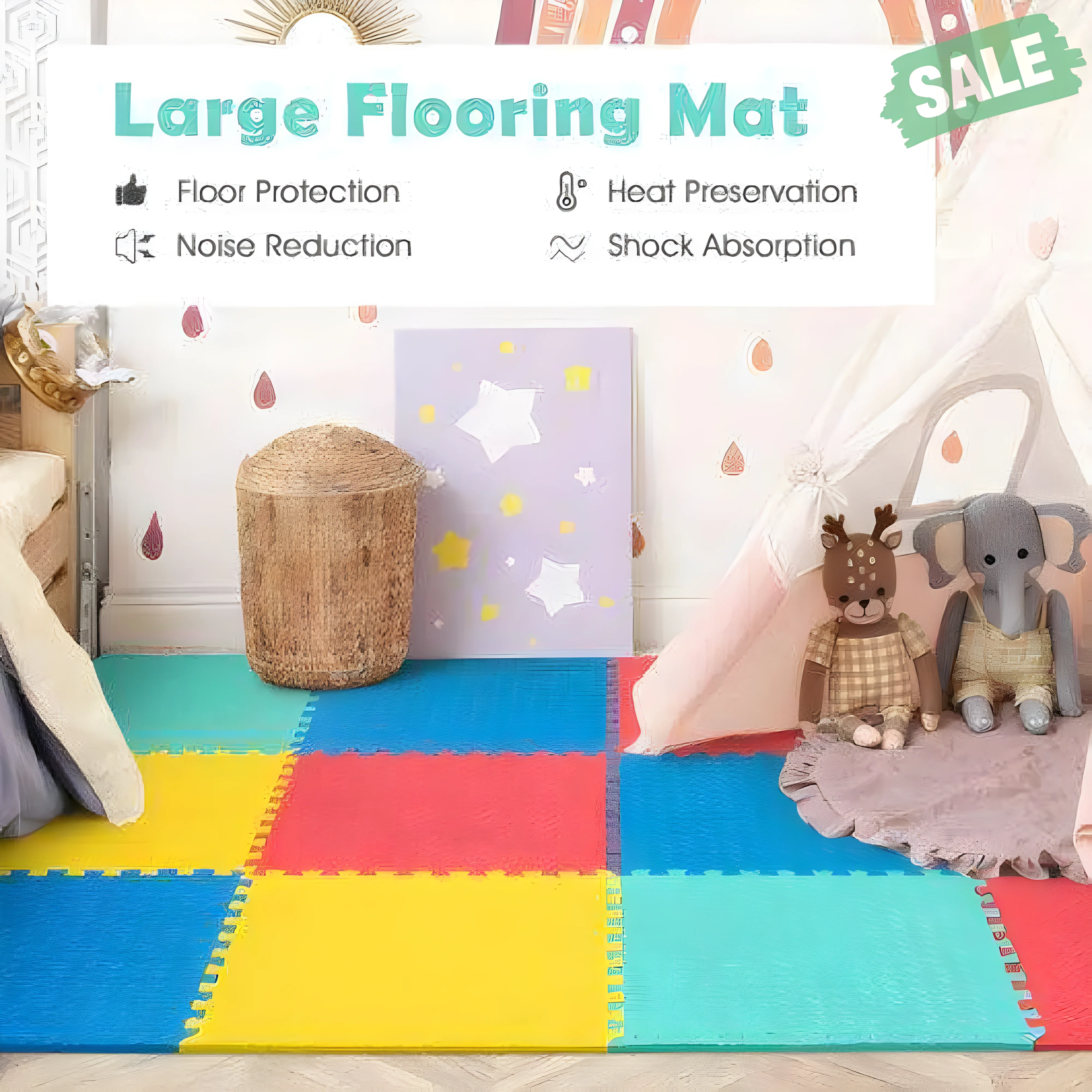 12 Pieces Puzzle Interlocking Flooring Mat with Anti-slip and Waterproof Surface - Image 3