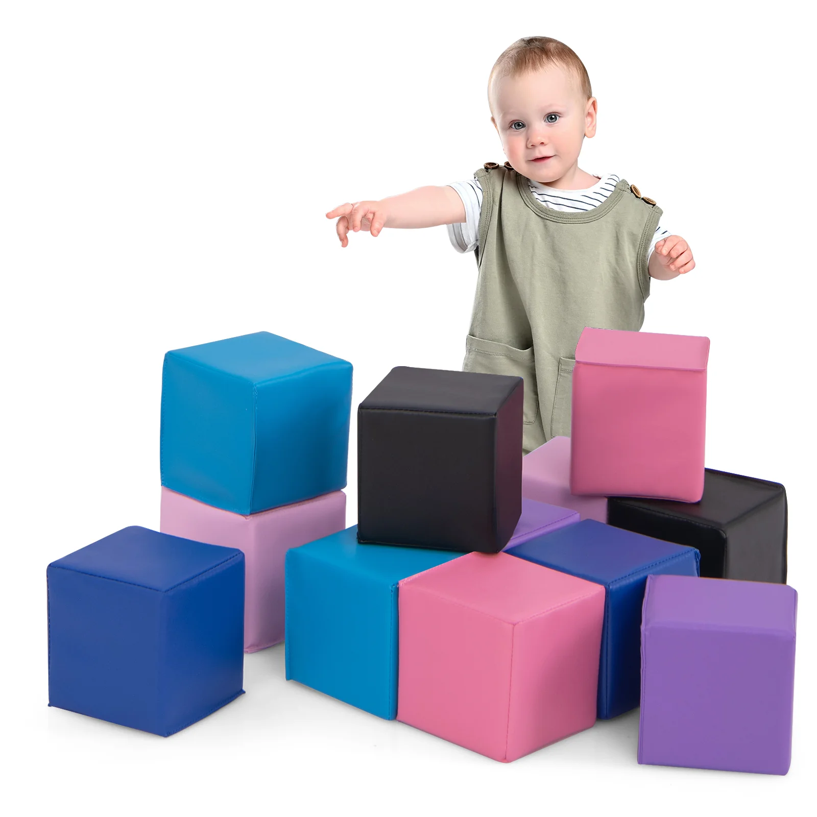 12 Pieces Soft Foam Building Blocks Climbing Foam Cubes Set for Kids - Image 12