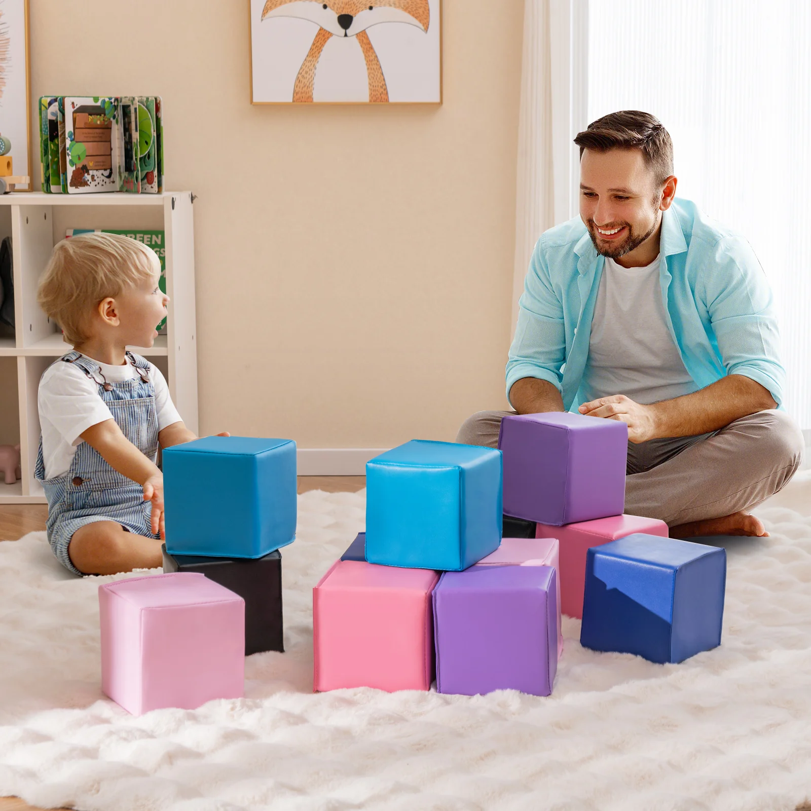 12 Pieces Soft Foam Building Blocks Climbing Foam Cubes Set for Kids - Image 15