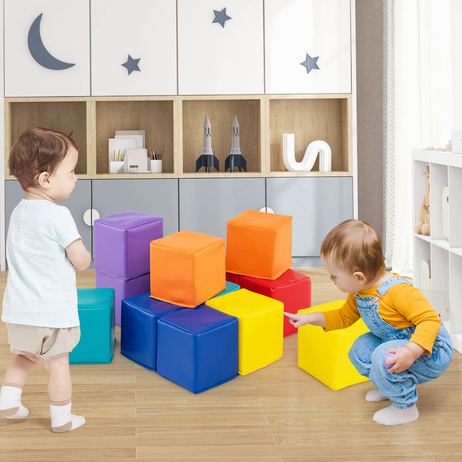 12 Pieces Soft Foam Building Blocks Climbing Foam Cubes Set for Kids - Image 2
