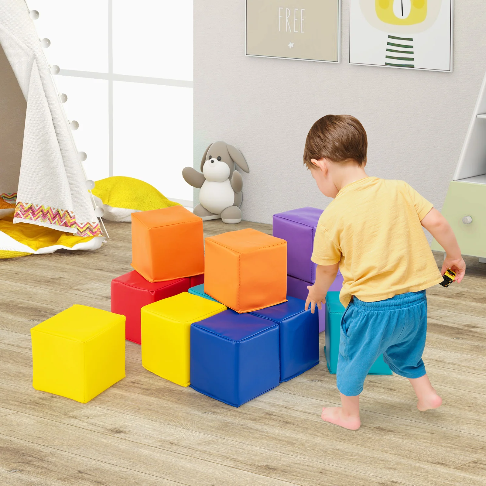 12 Pieces Soft Foam Building Blocks Climbing Foam Cubes Set for Kids - Image 4