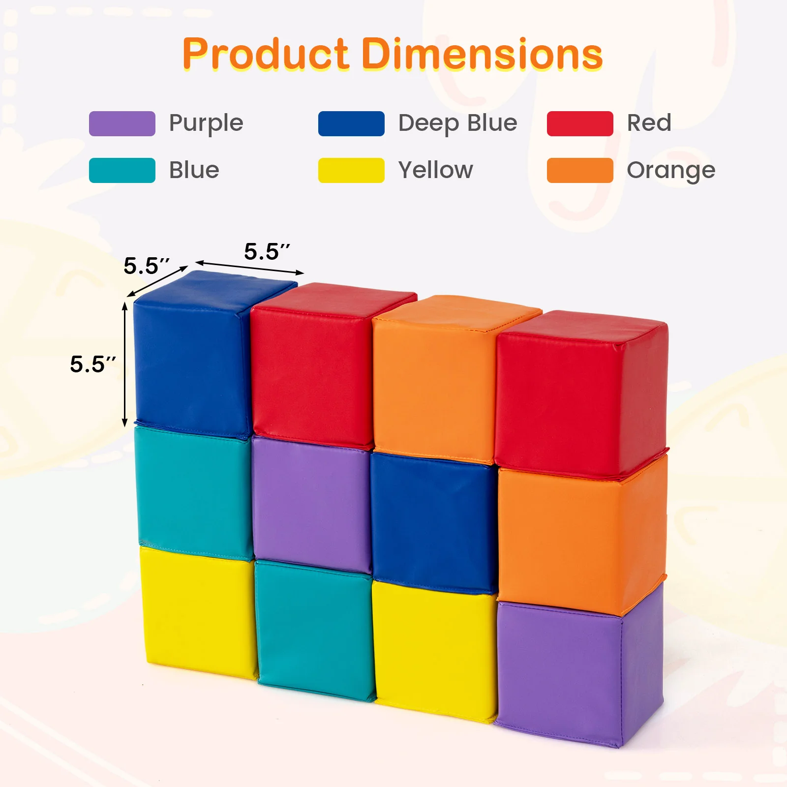 12 Pieces Soft Foam Building Blocks Climbing Foam Cubes Set for Kids - Image 5