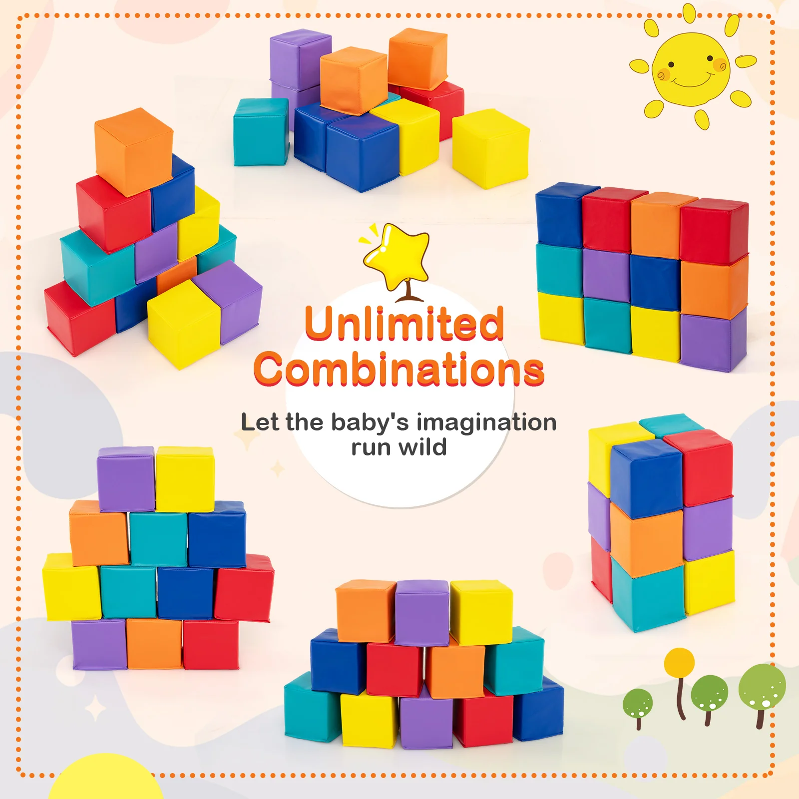 12 Pieces Soft Foam Building Blocks Climbing Foam Cubes Set for Kids - Image 7