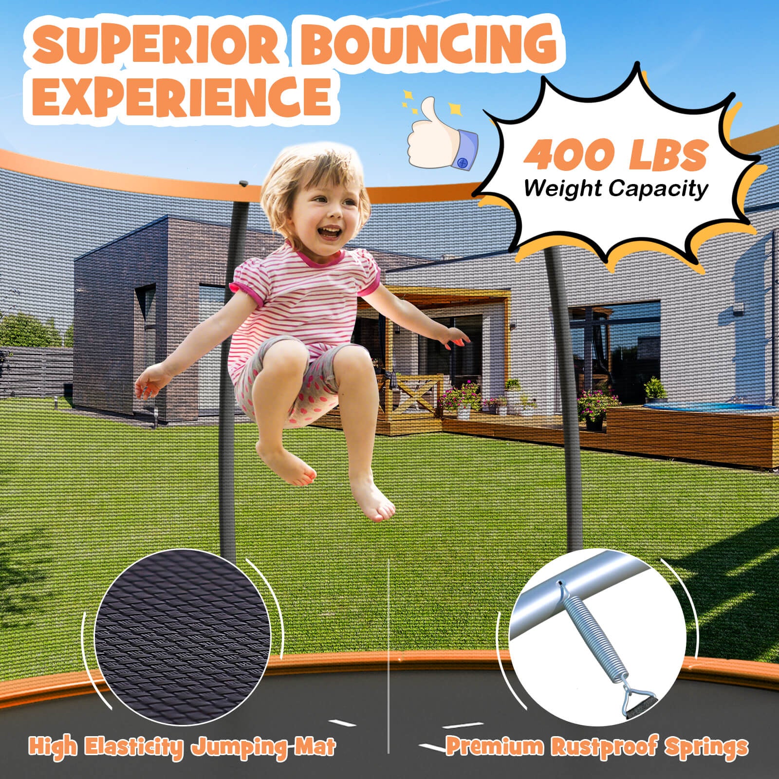 12FT ASTM Approved Recreational Trampoline with Ladder - Image 18