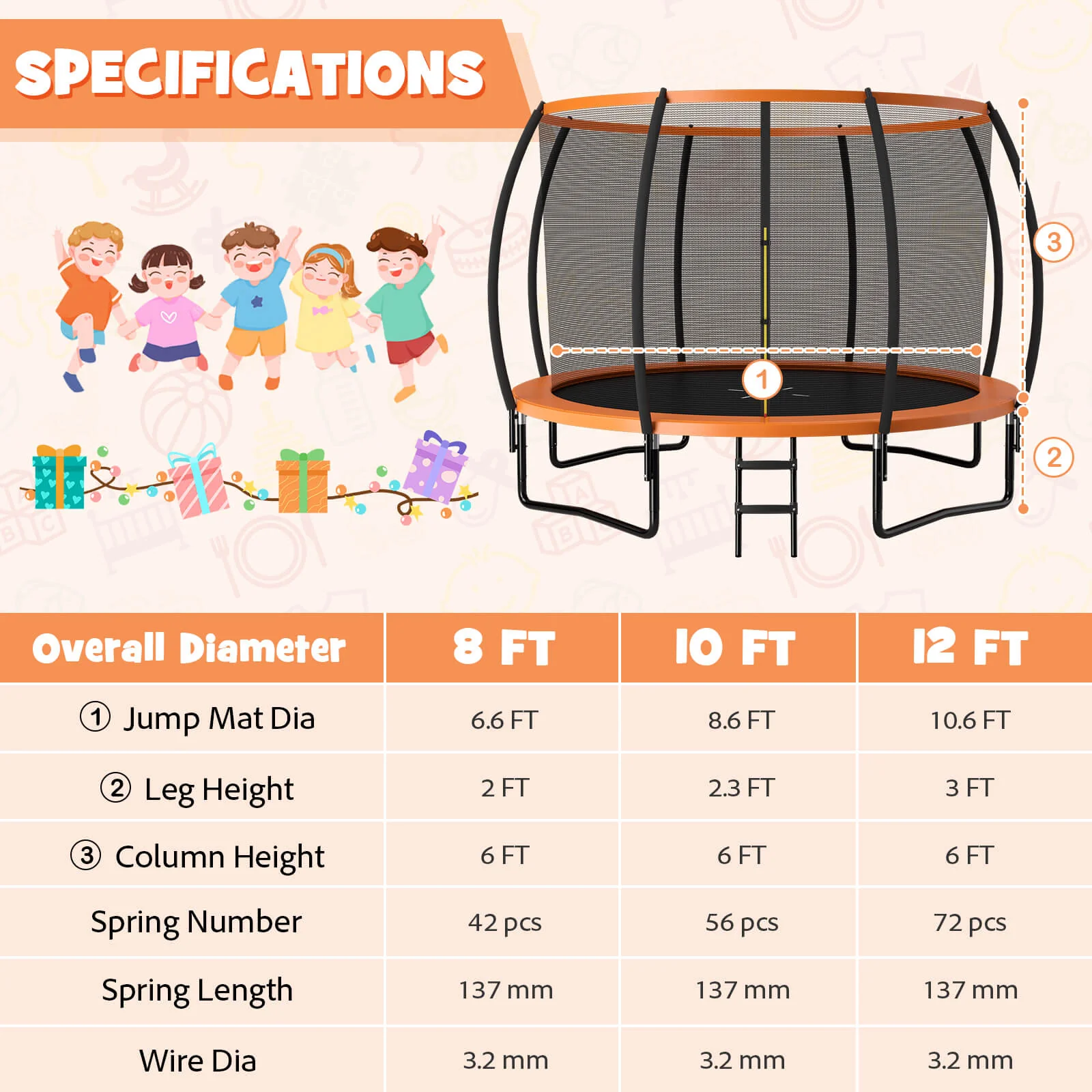 12FT ASTM Approved Recreational Trampoline with Ladder - Image 19